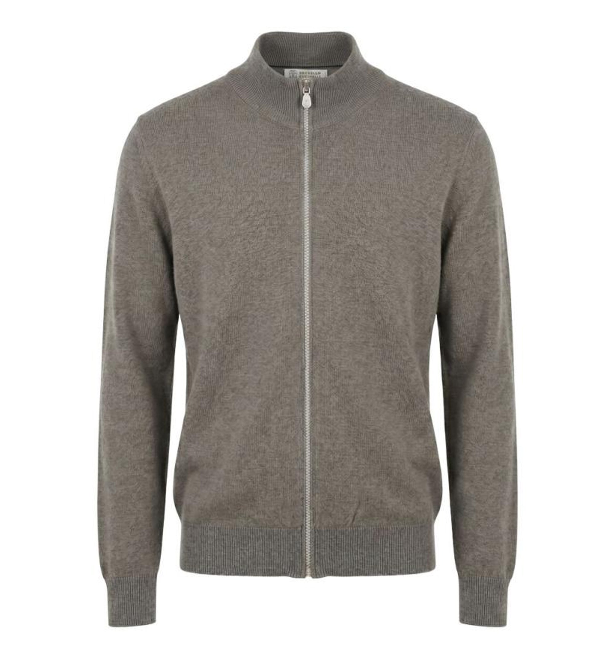 Cashmere high-neck cardigan with zipper