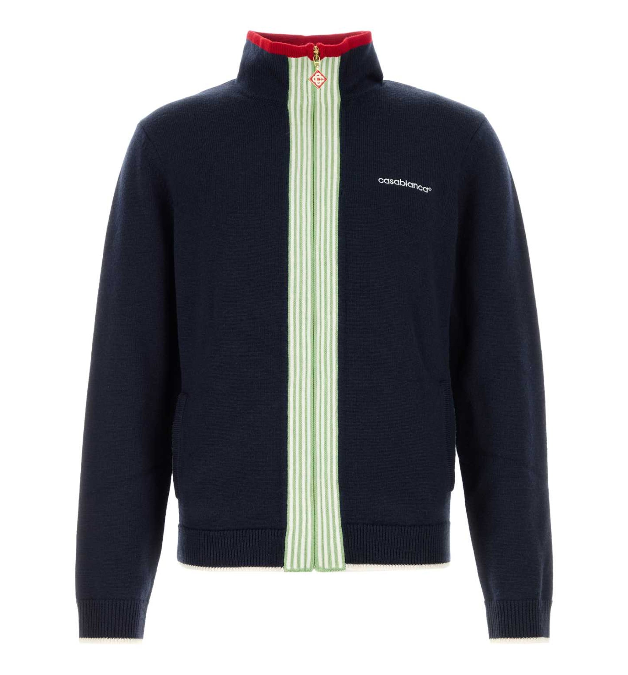 Navy Merino Track Jacket