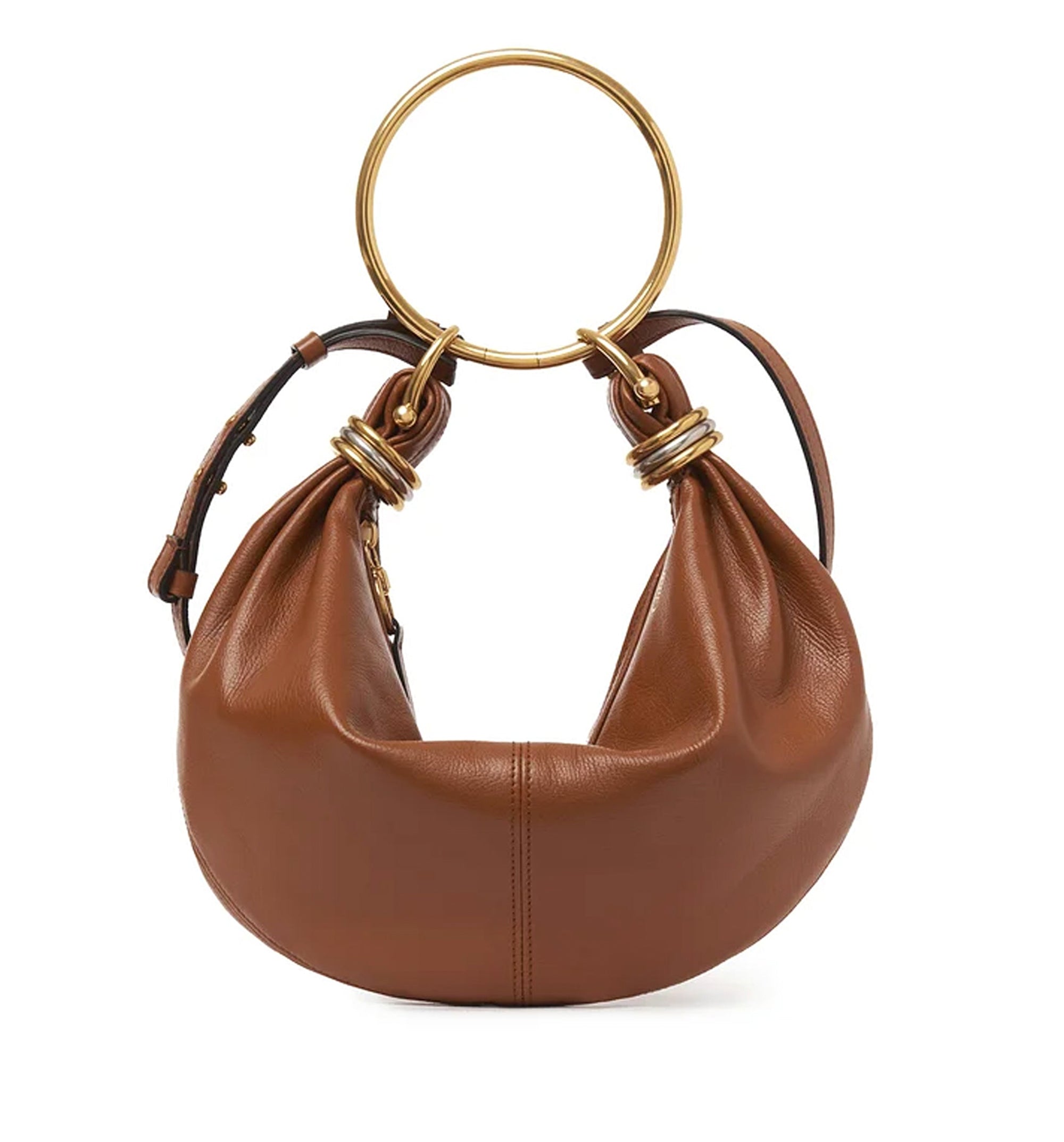 Small Bracelet Hobo Bag In Grained Leather
