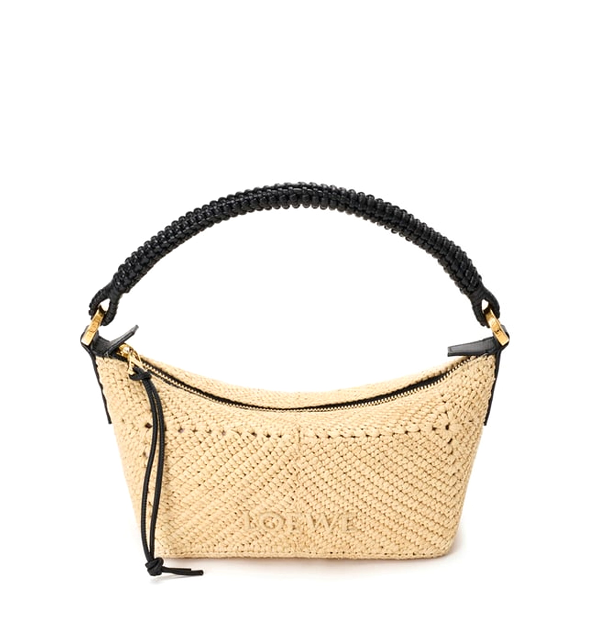 Cala mini bag in classic calfskin and raffia