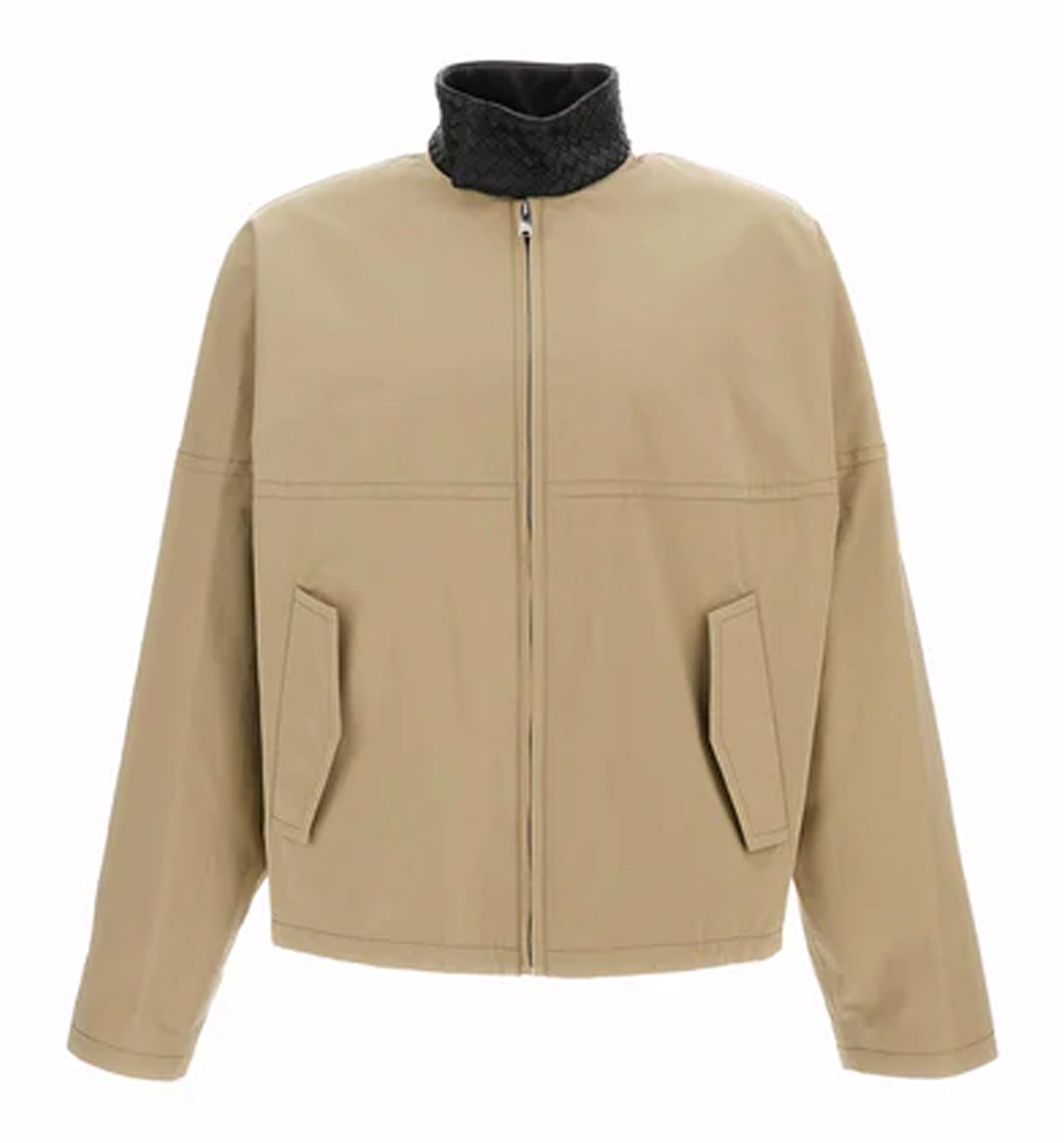 Cotton Blouson With Intrecciato Collar