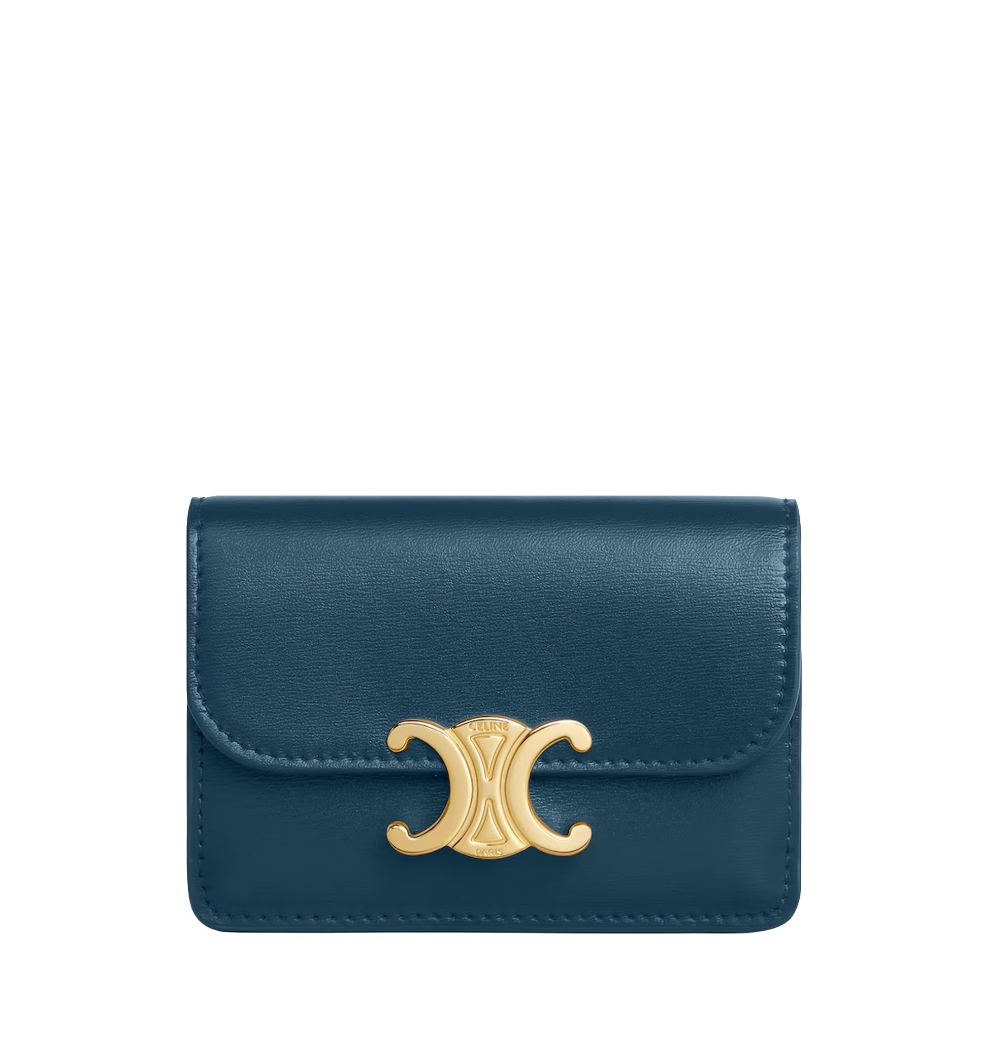 Card Holder With Flap Triomphe In Shiny Calfskin