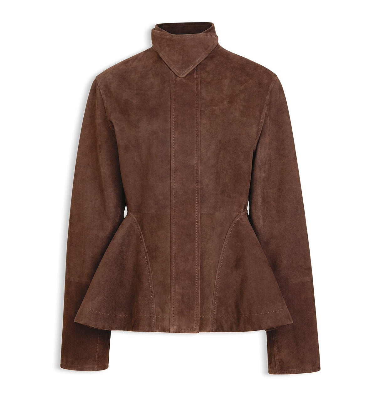 Chocolate Suede Goatskin Peplum Jacket