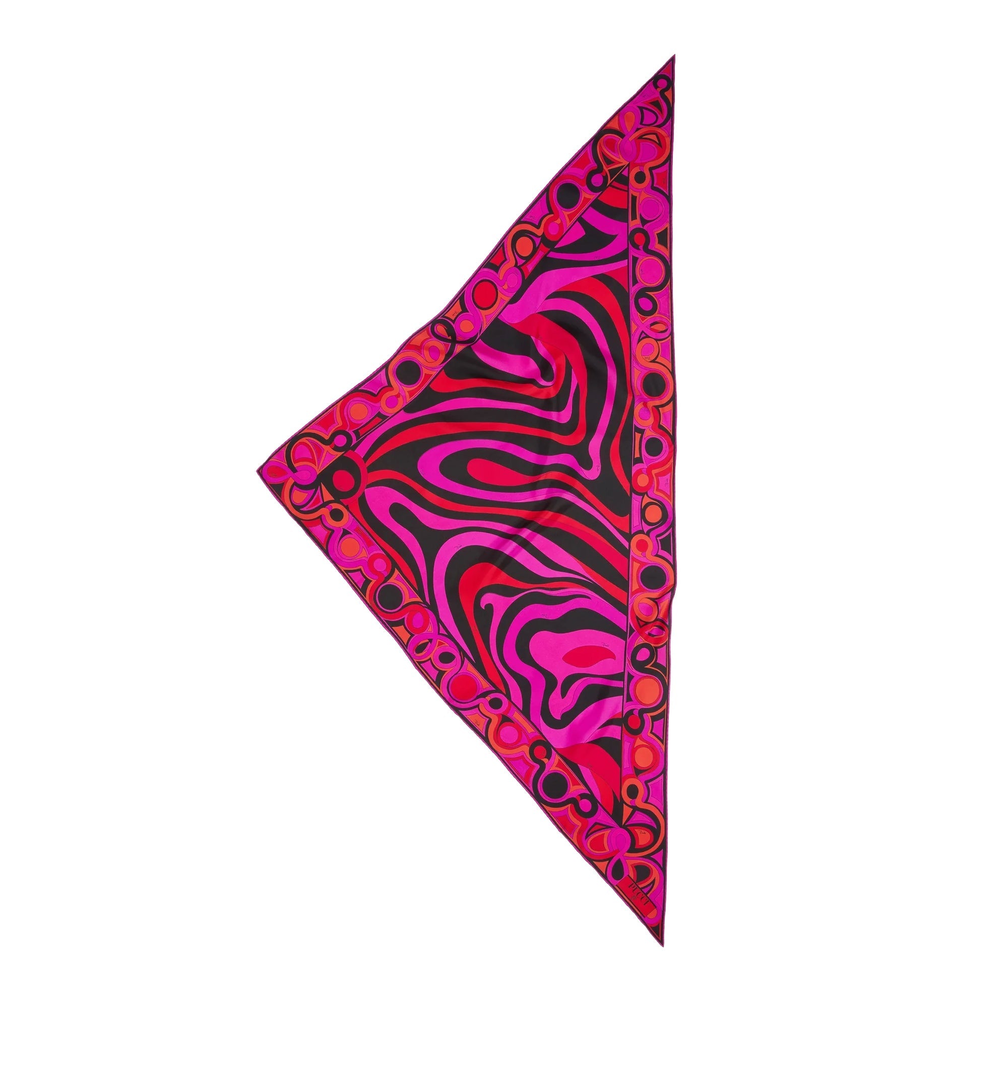 Mixed Print Silk Triangle Scarf