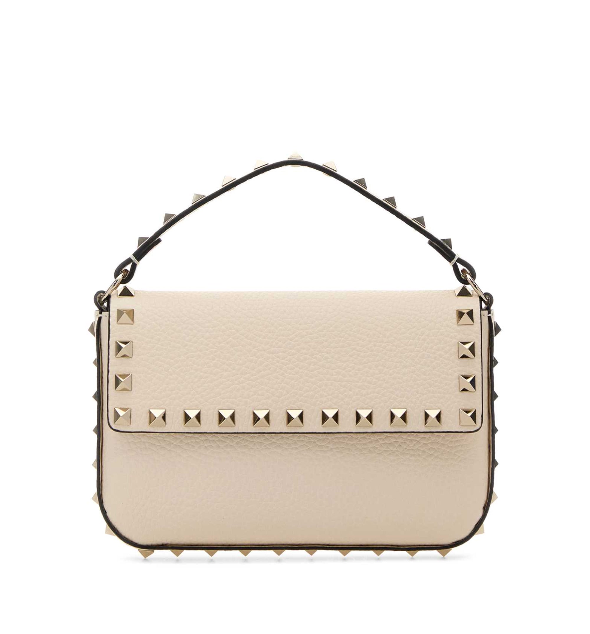 Rockstud Grainy Calfskin Wallet With Chain