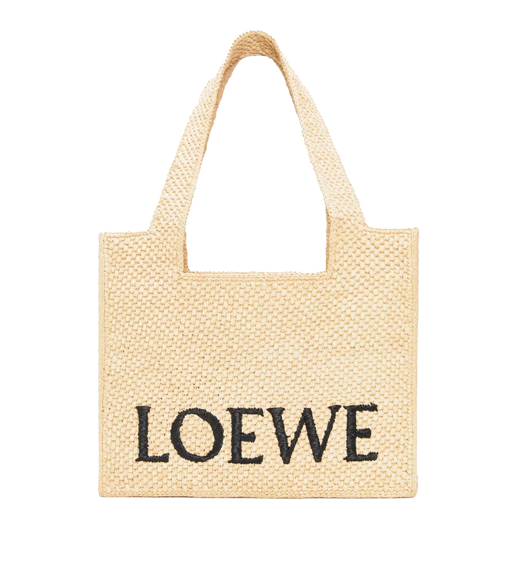 Medium LOEWE Font Tote In Raffia