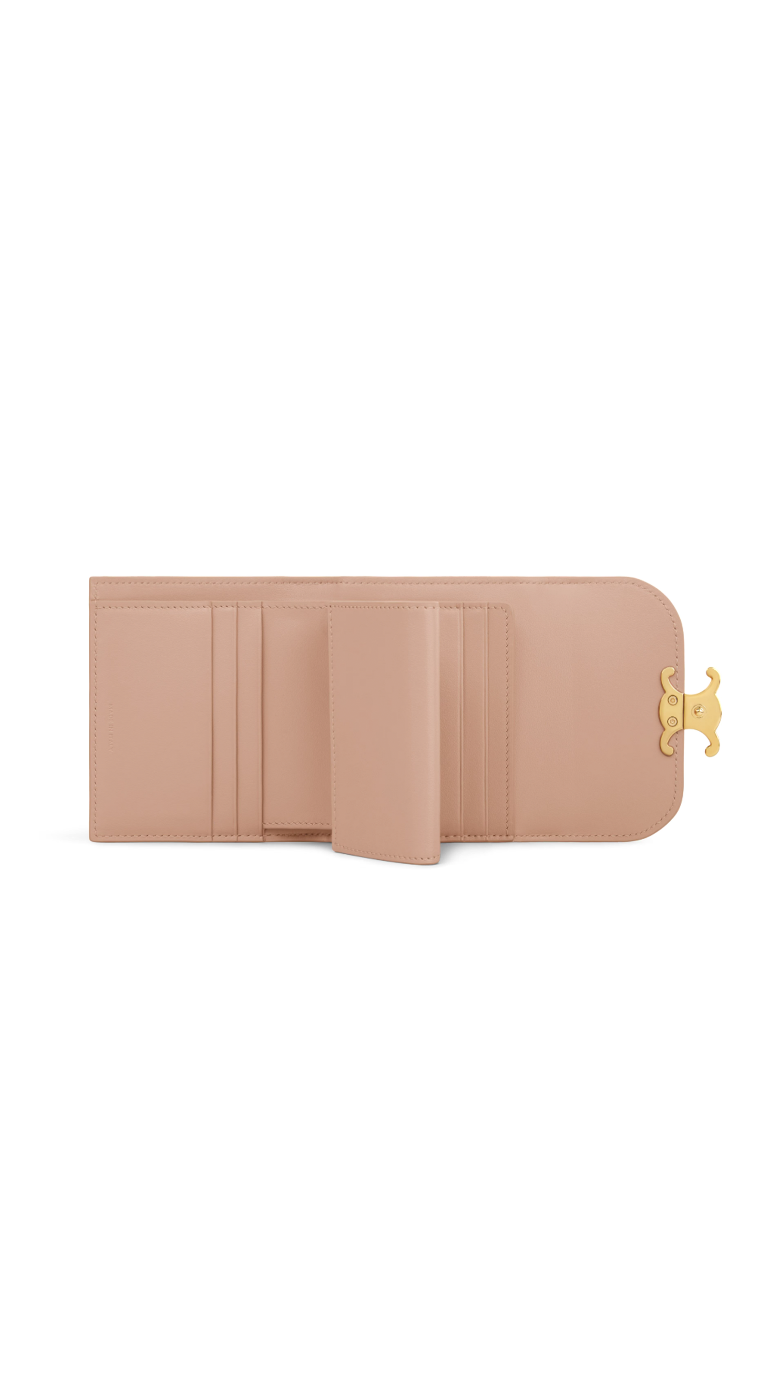 Small Wallet Triomphe in Shiny Calfskin - Soft Peach