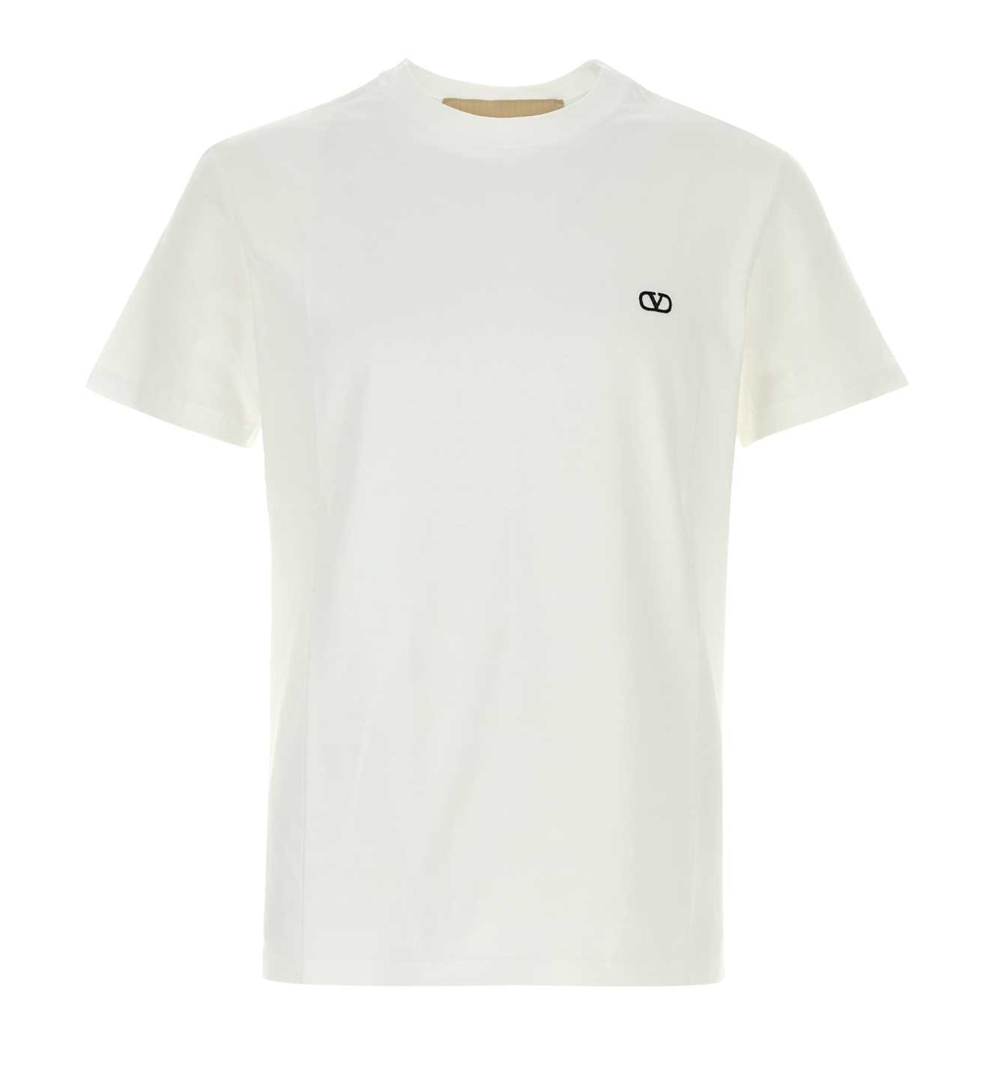Valentino Cotton T-Shirt With VLogo Embroidery