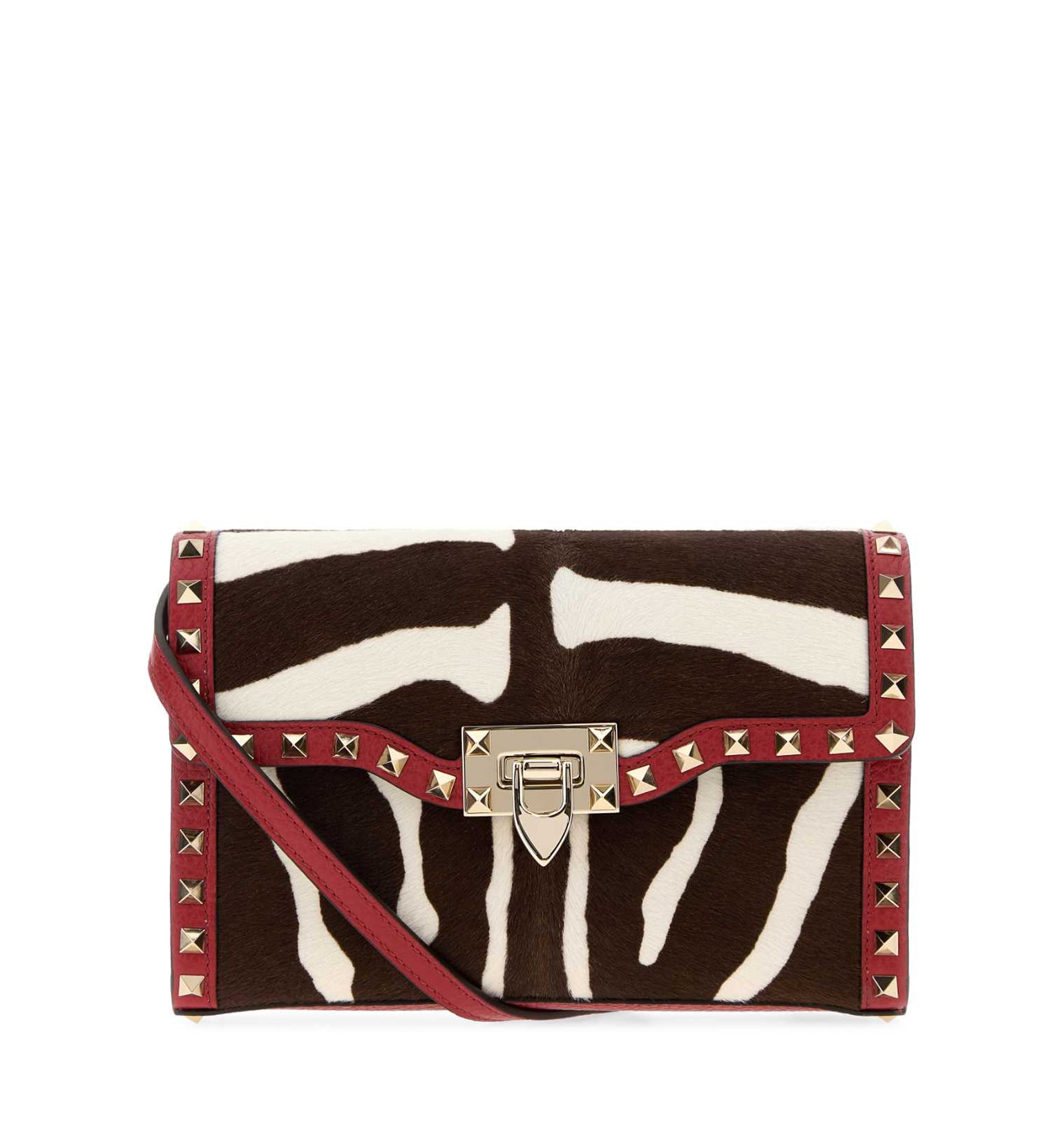 Printed Calf Hair Rockstud Crossbody Bag