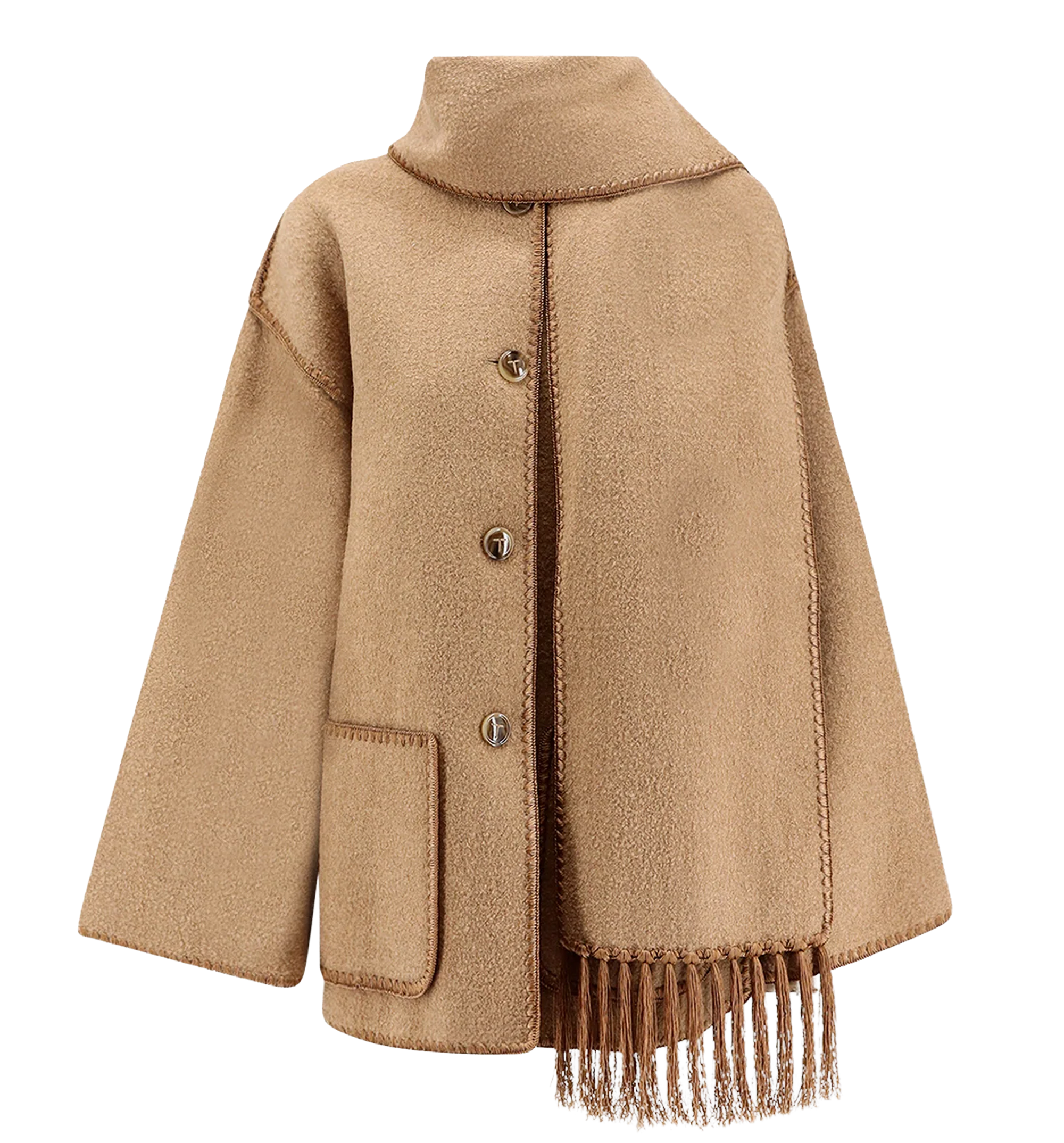 Embroidered Scarf wool blend Jacket