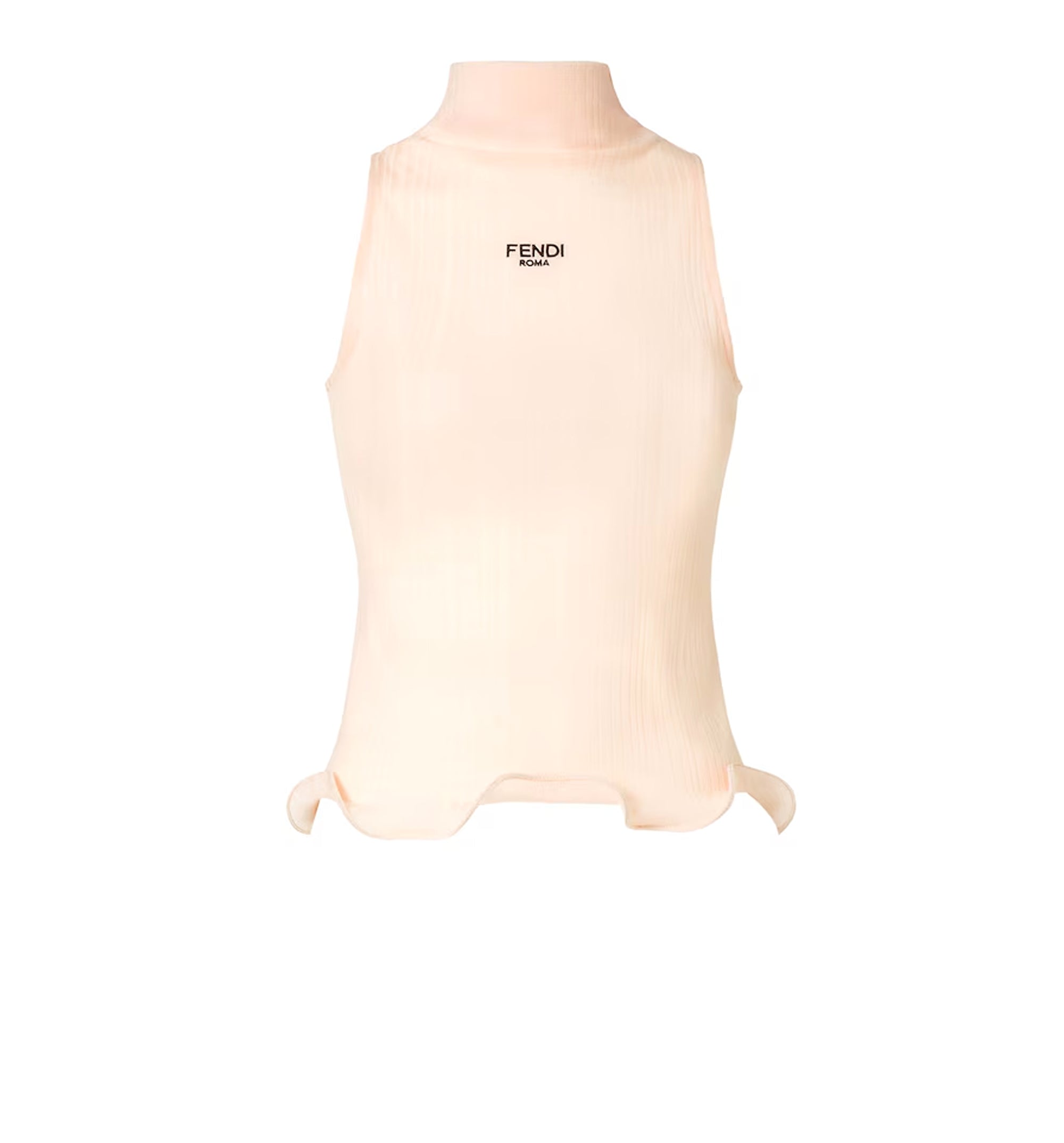 Ribbed Knit Cotton Top with Ruffles