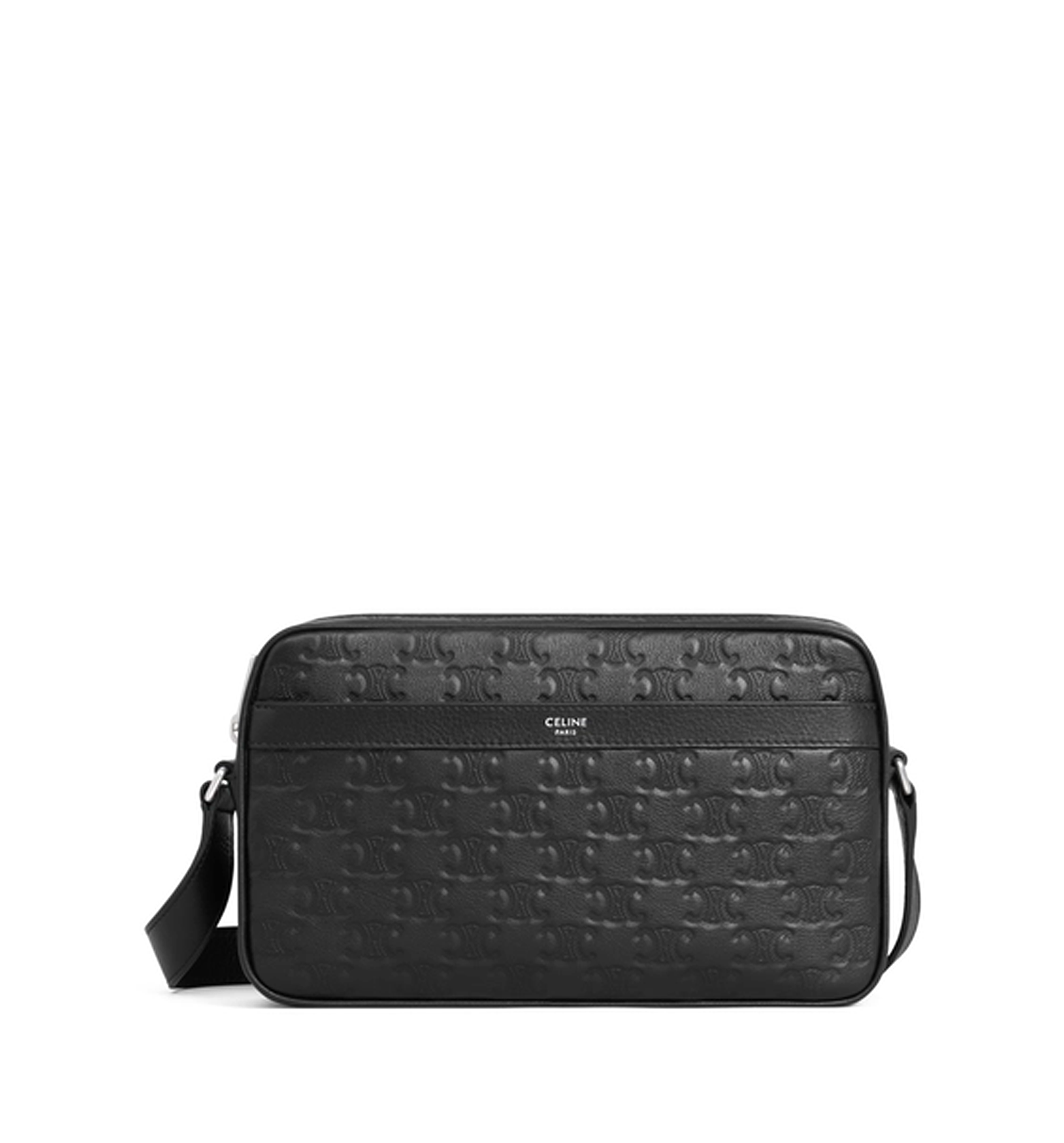 Medium Messenger in Calfskin with Triomphe Embossed - Black