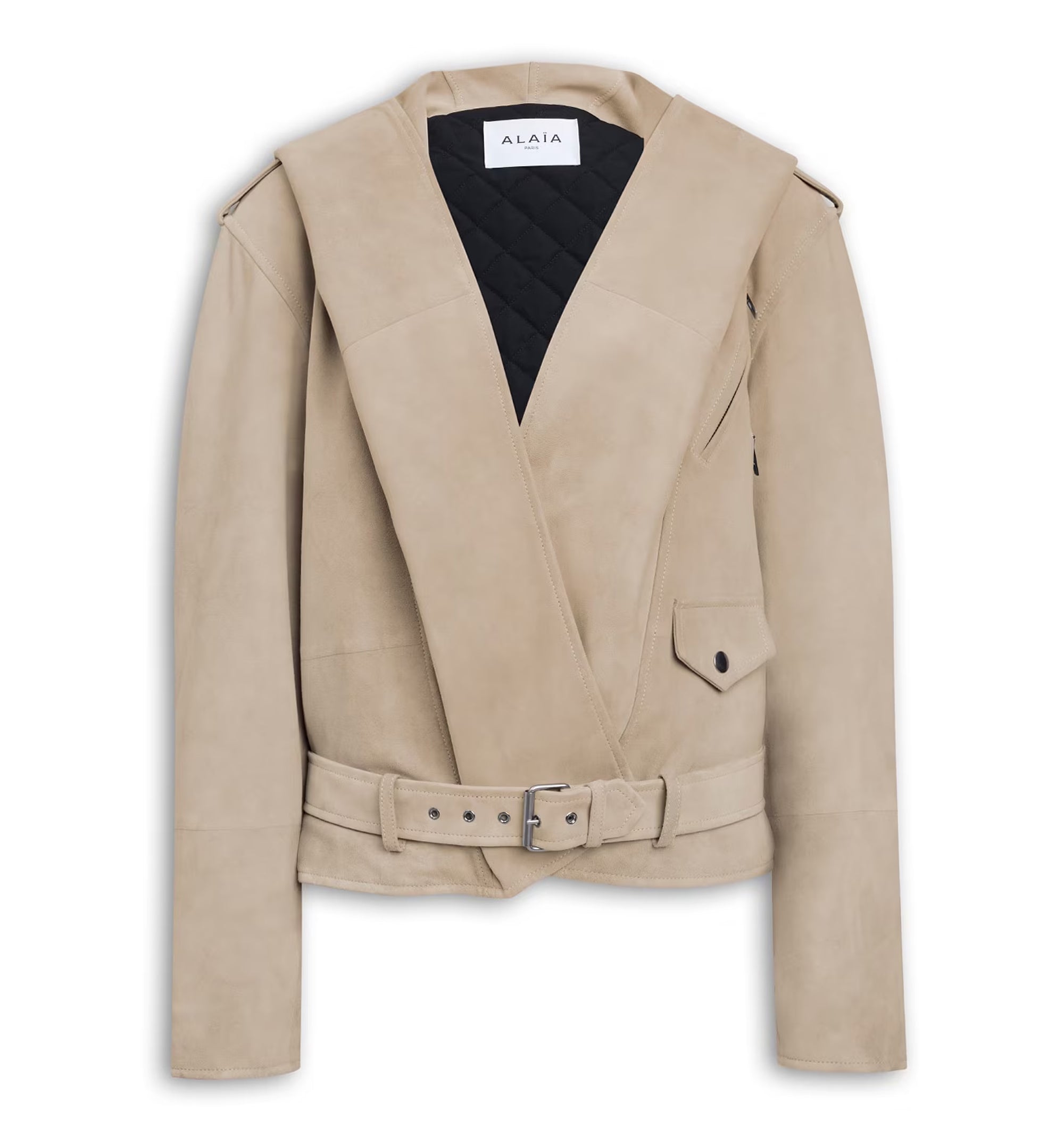 Suede Hooded Biker Jacket