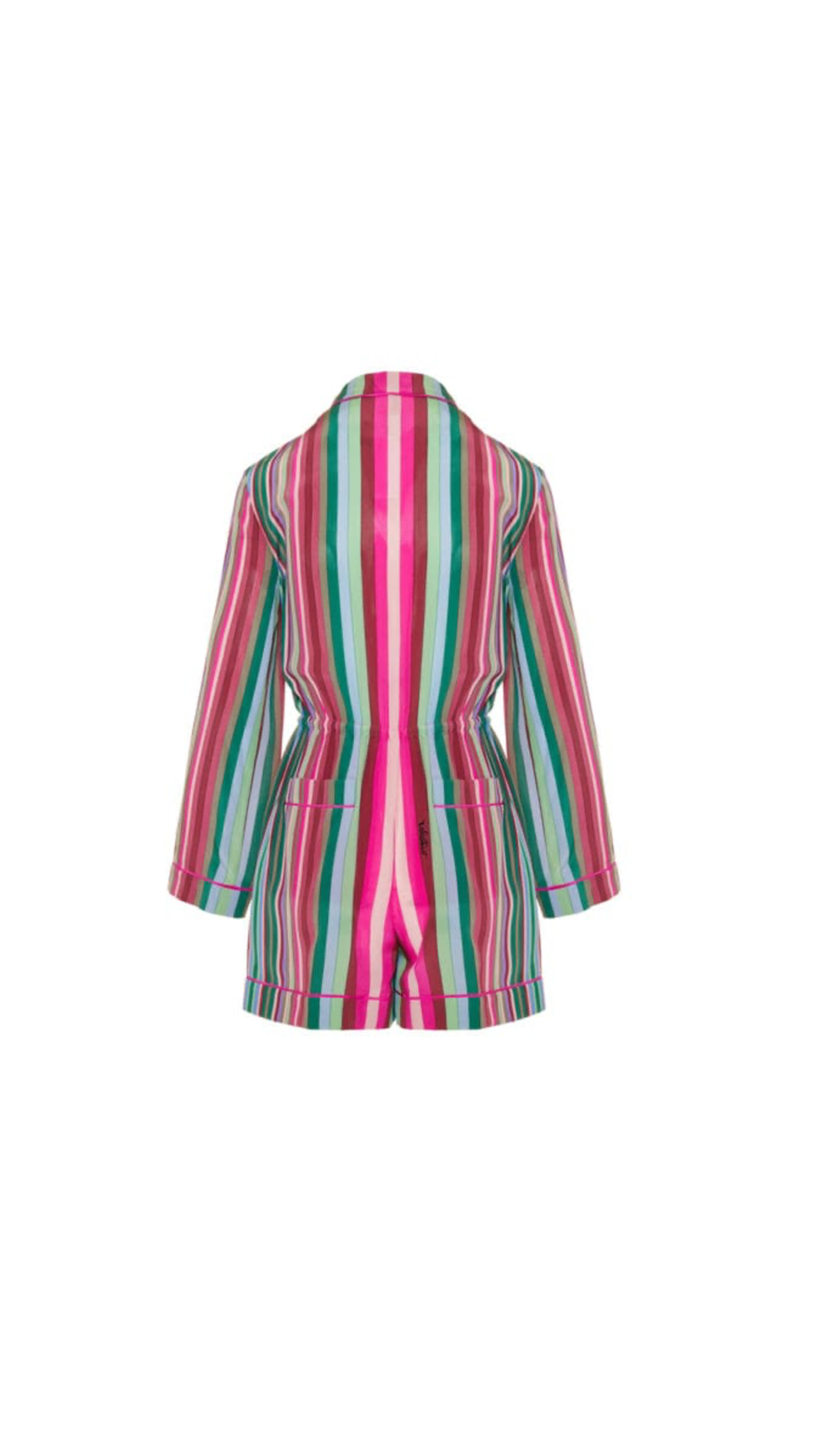 Striped Silk Jumpsuit - Multicolor