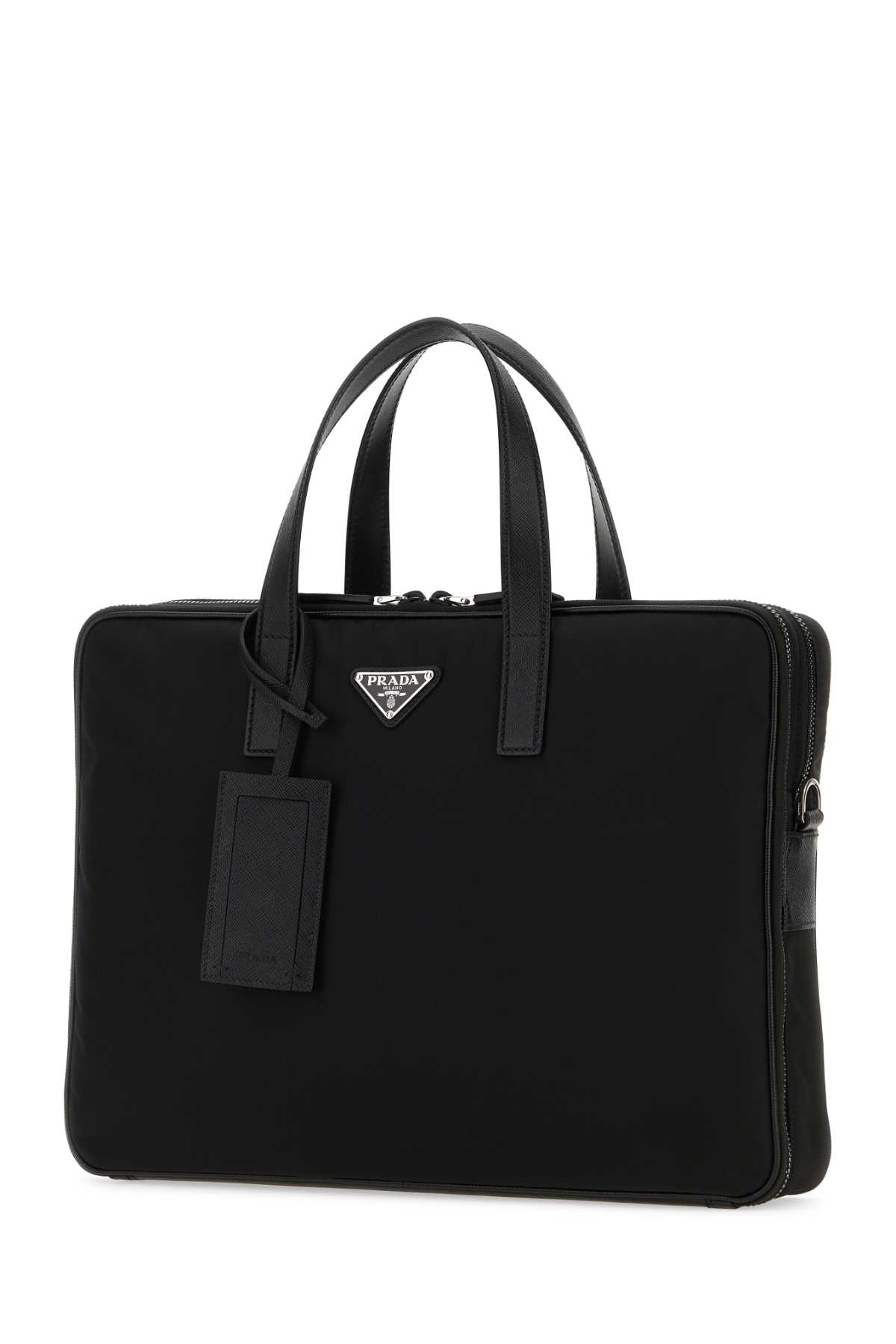 Re-Nylon And Saffiano Leather Briefcase