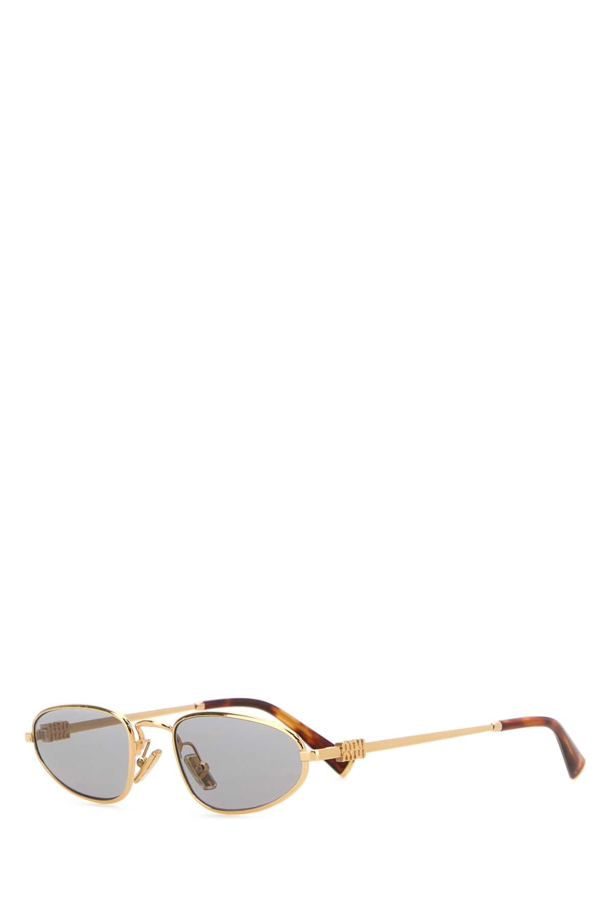 Miu Miu Logo Sunglasses in Gold Metal
