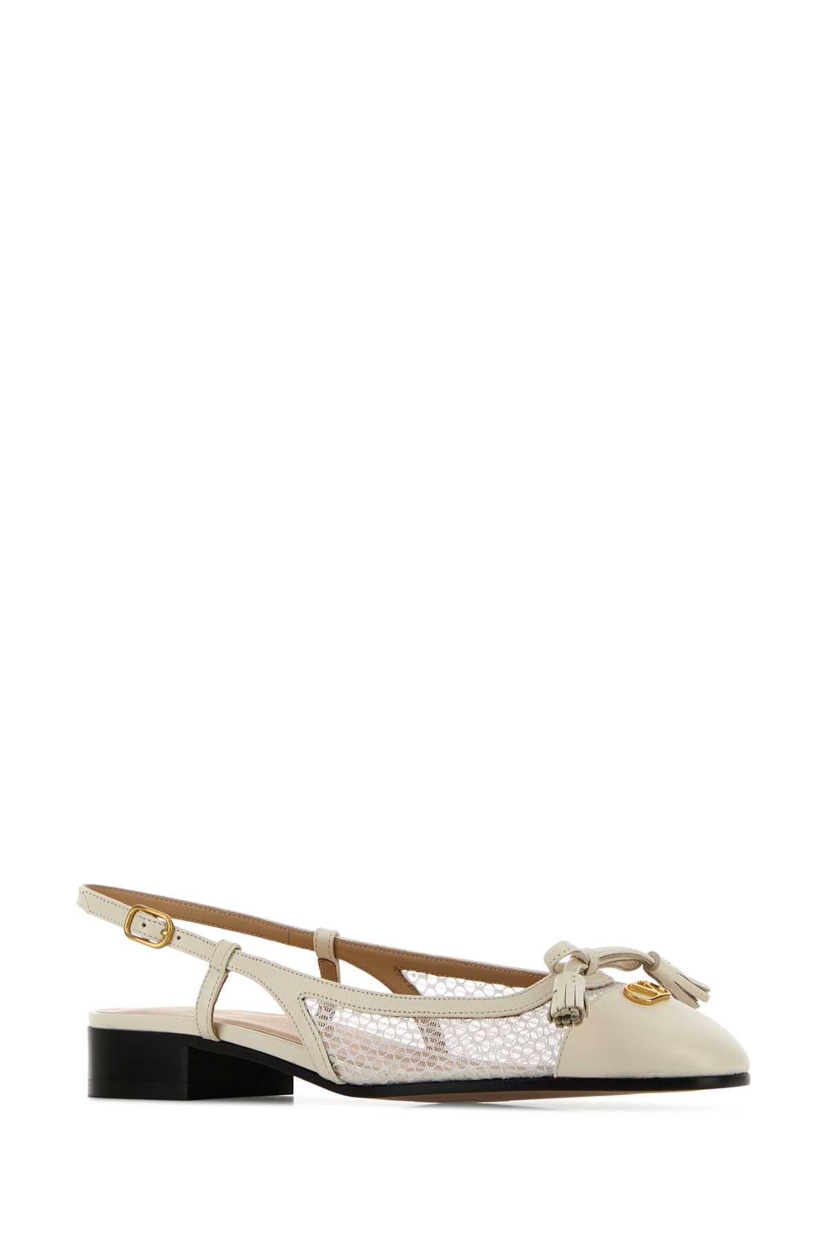 Valet Du Roi Mesh And Leather Ballerinas