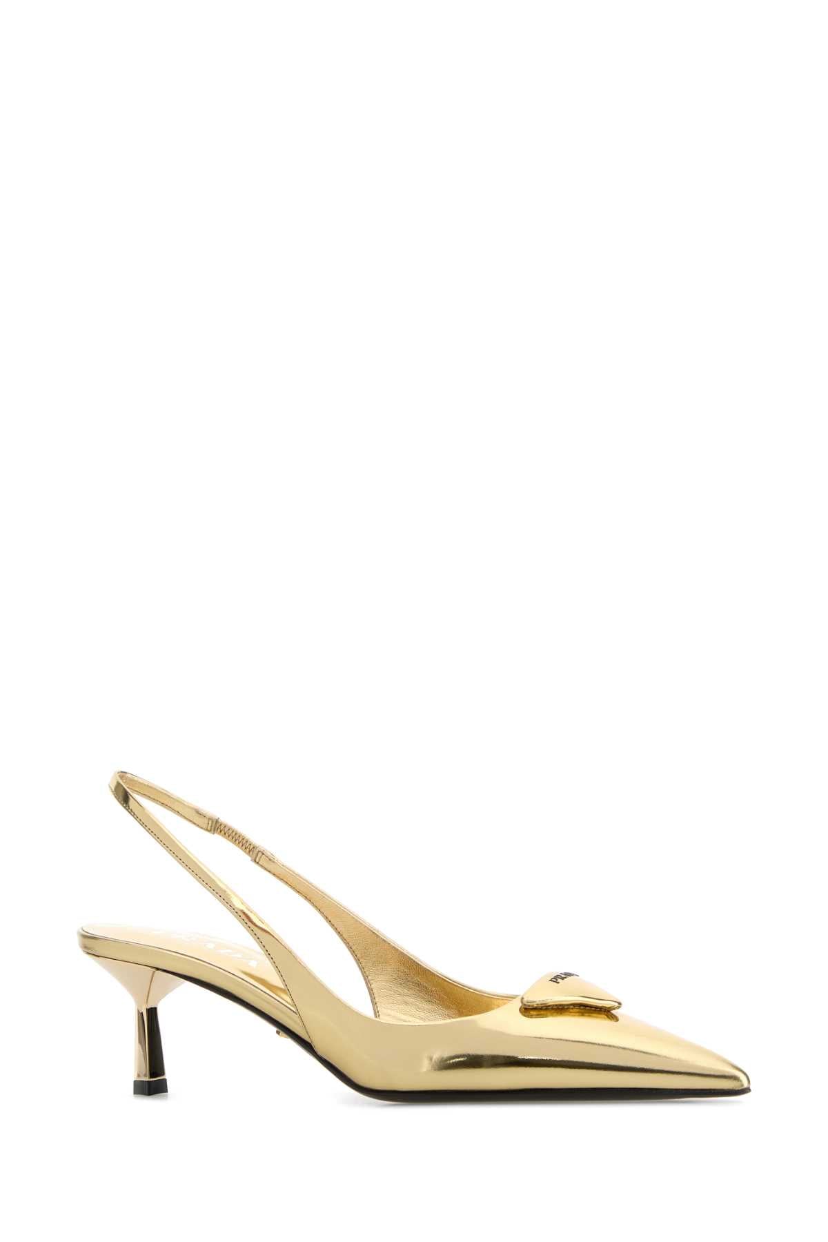 Laminated Leather Slingback Pumps