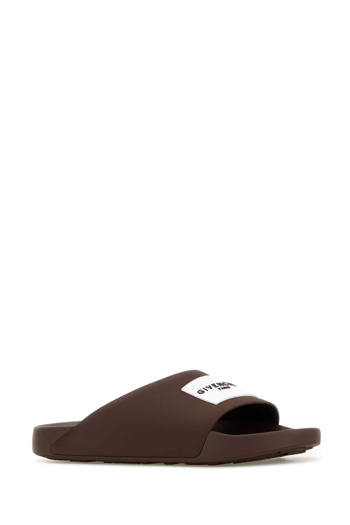 Label Slide Flat Mules in Rubber