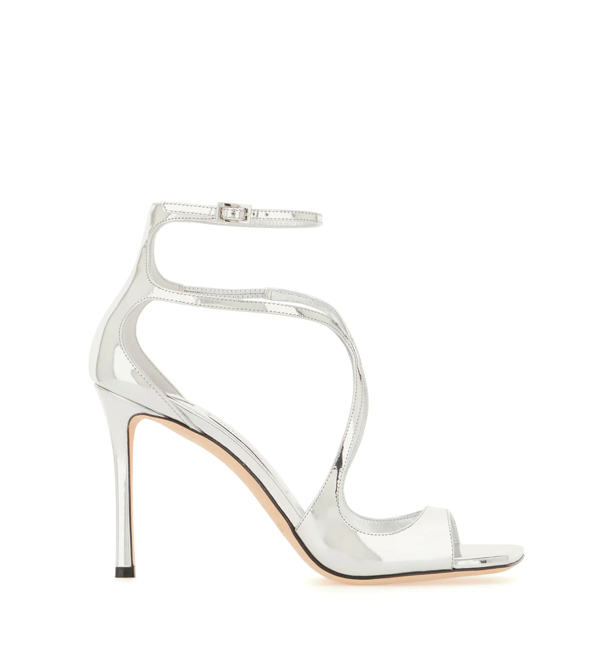 Silver Liquid Metal Leather Sandals