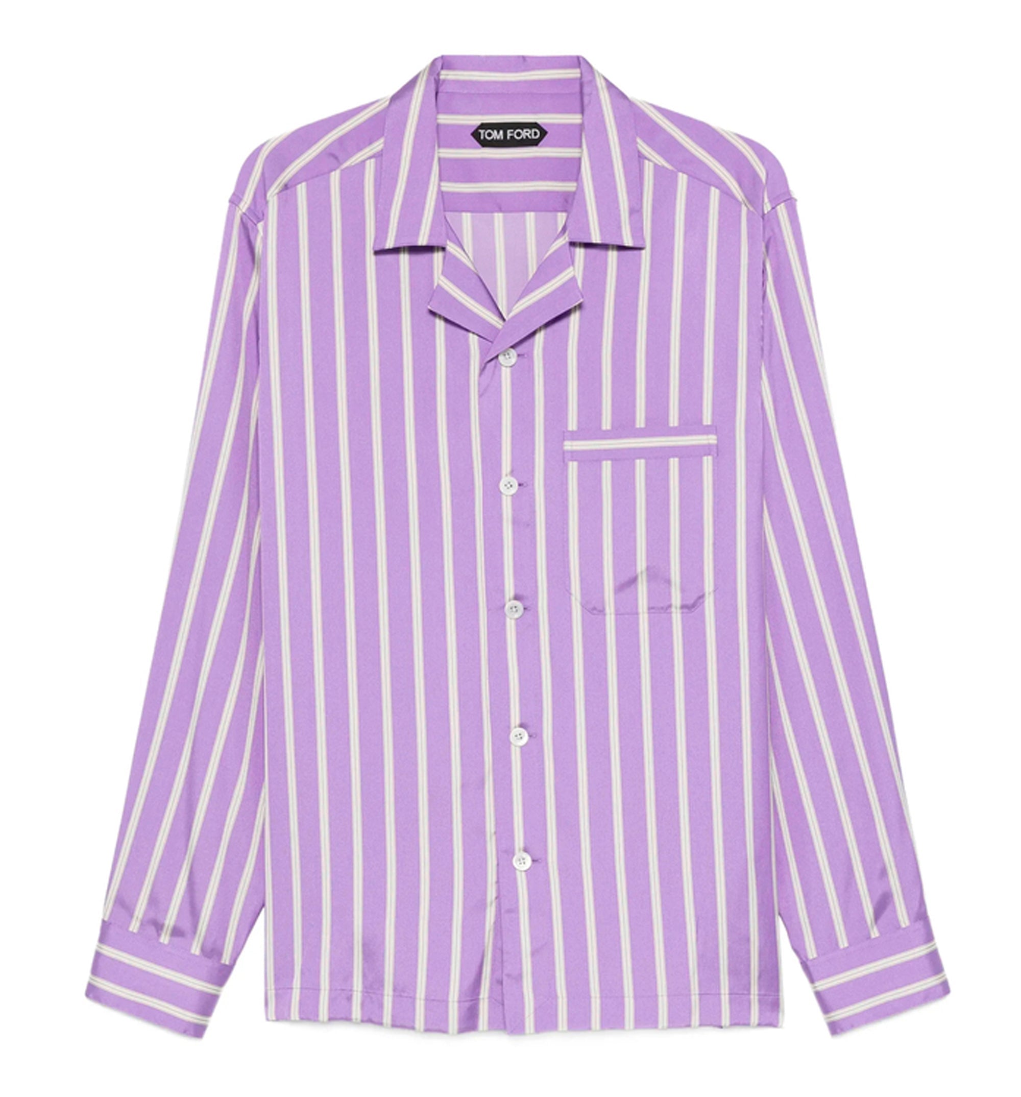 Striped-pattern Chest-pocket Shirt