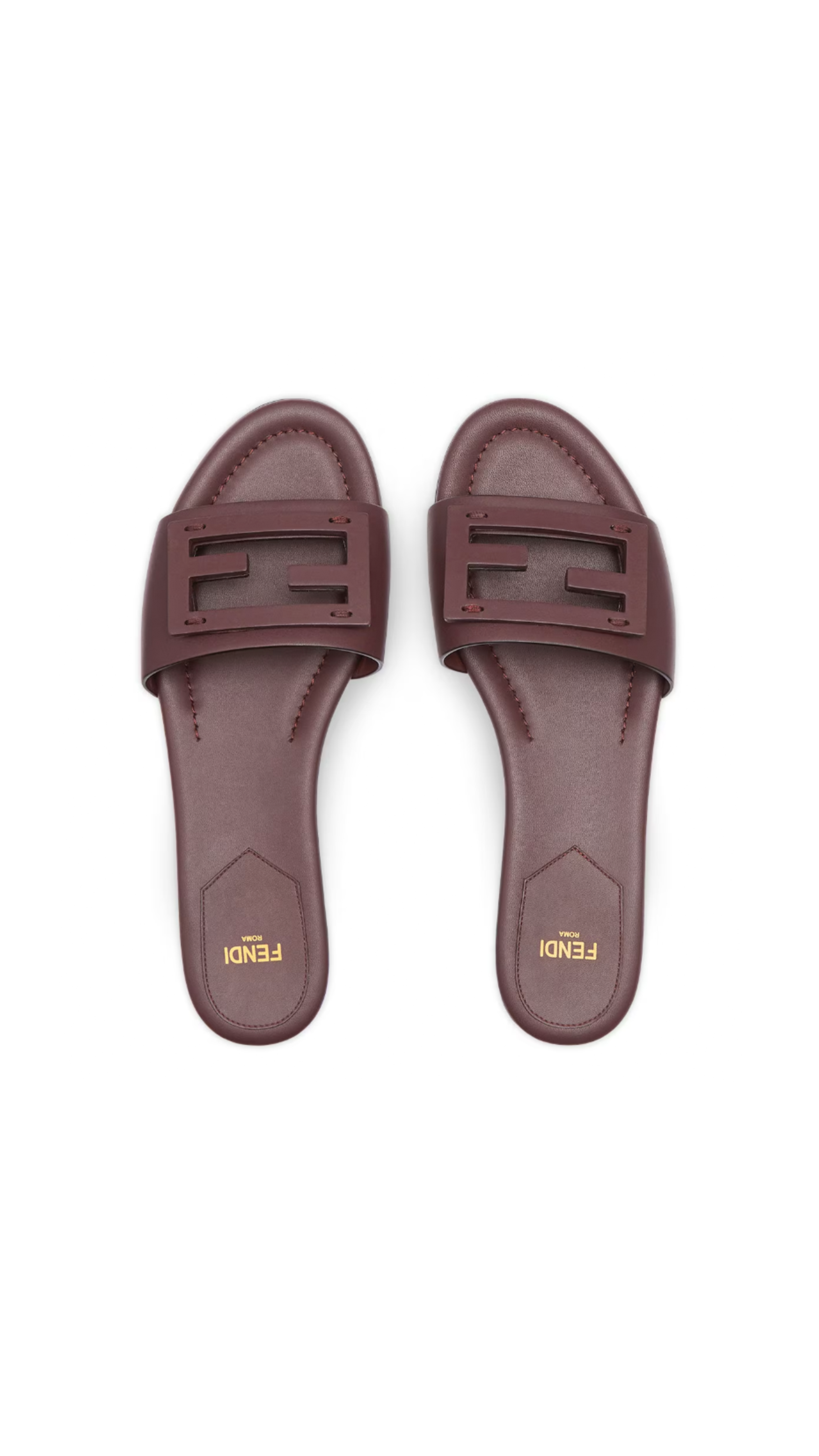 Signature Leather Slides - Dark Brown