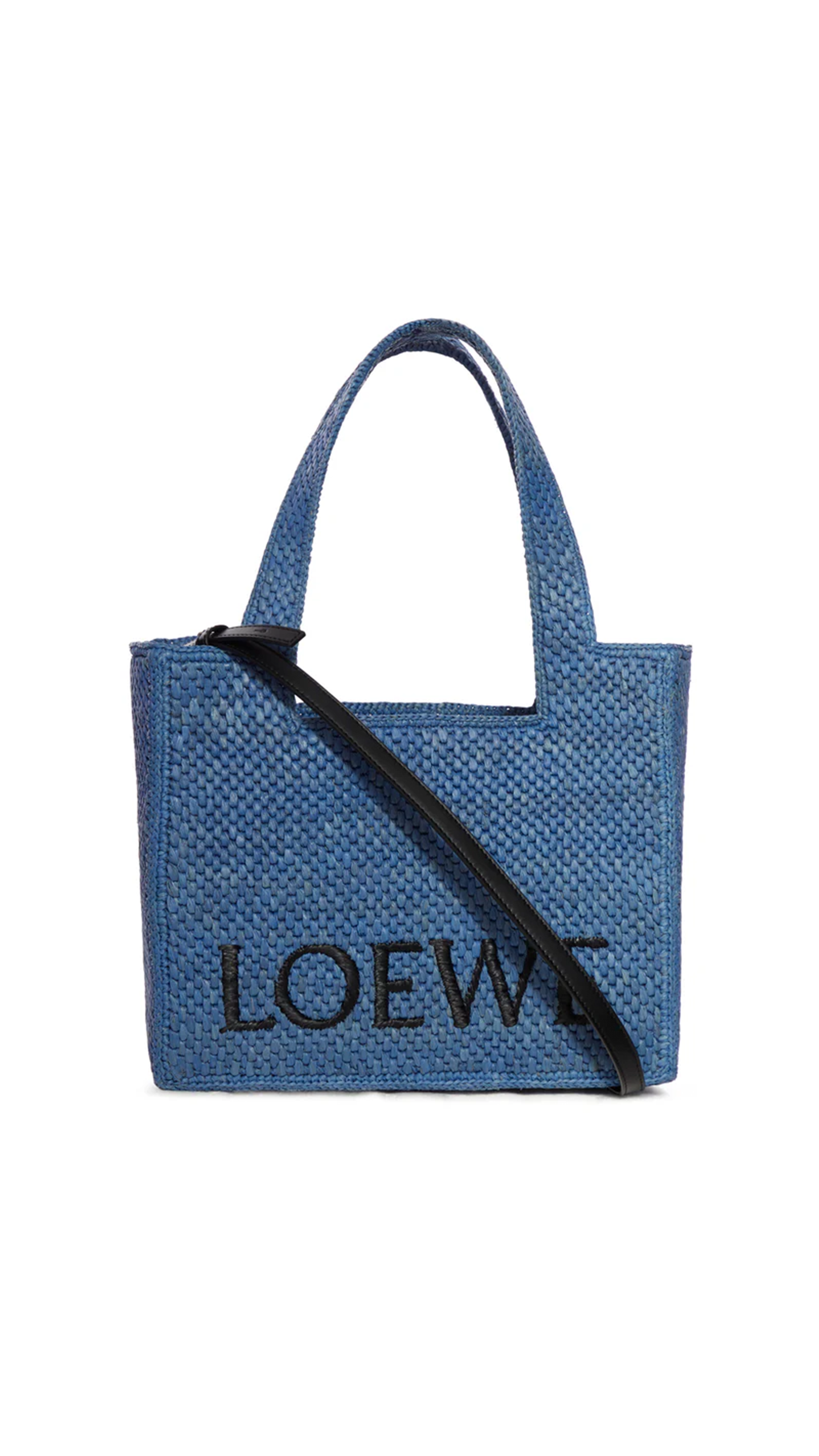 Medium Loewe Font Tote in Raffia