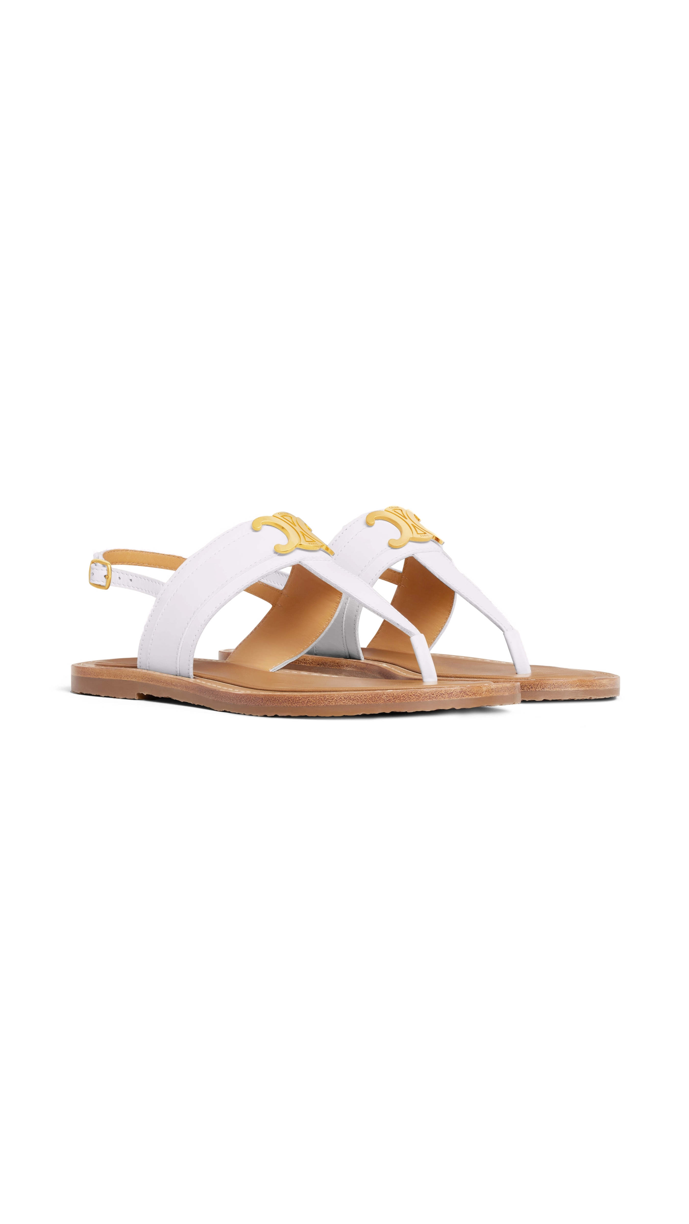 Lympia Triomphe Thong Sandal in Calfskin - White