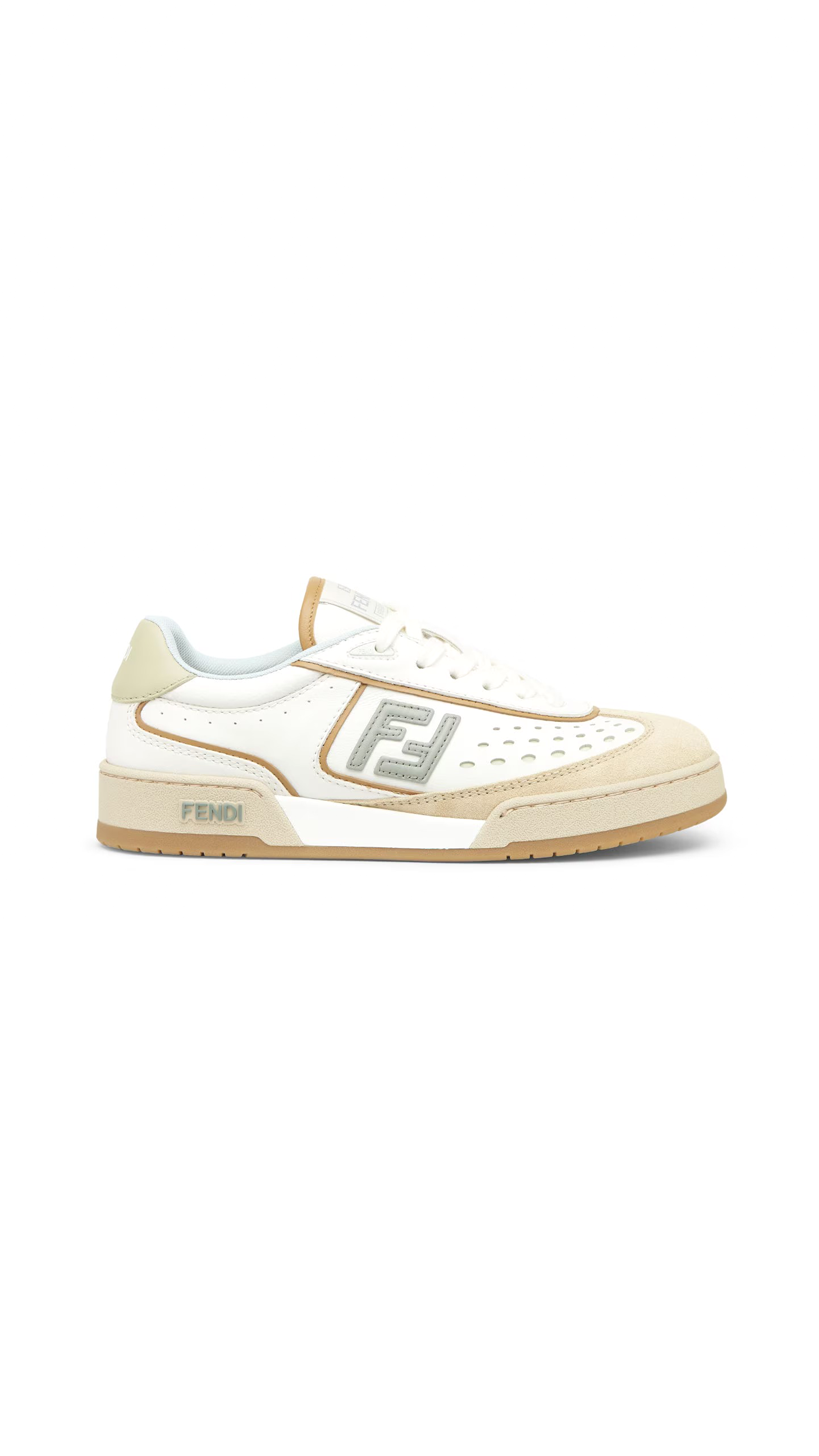 Fendi Match Suede Low-top Sneakers - Beige/White