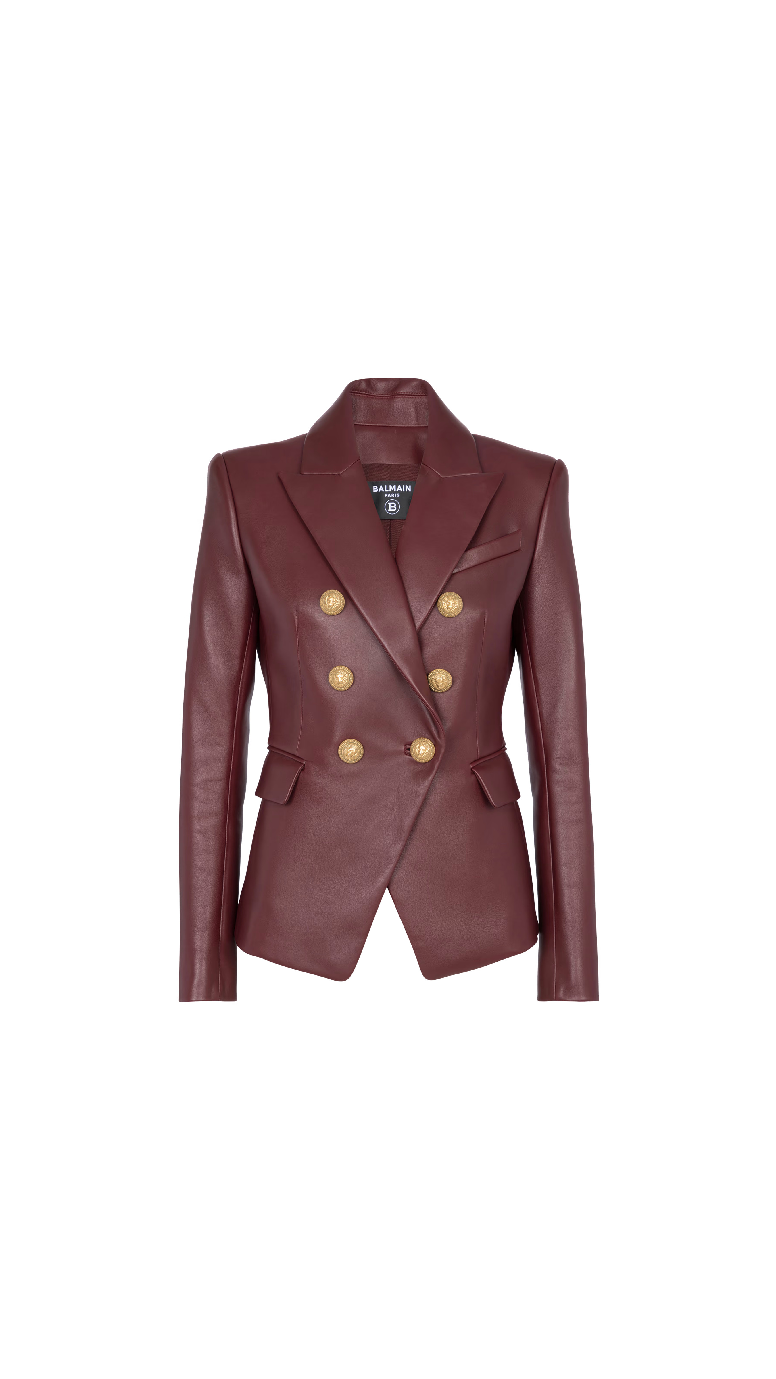 Classic 6-Button Leather Jacket - Bordeaux