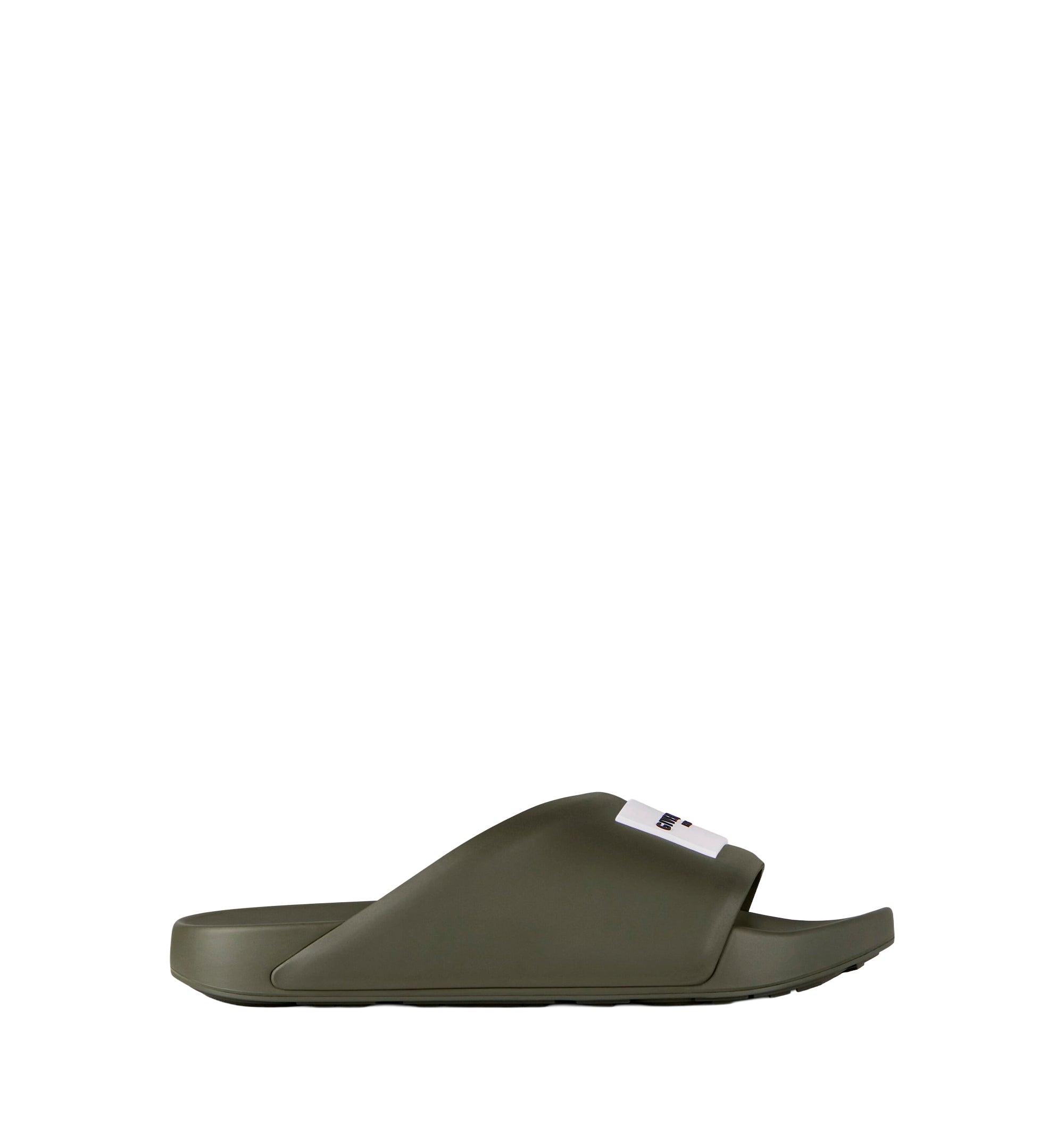 Label Slide mules in rubber