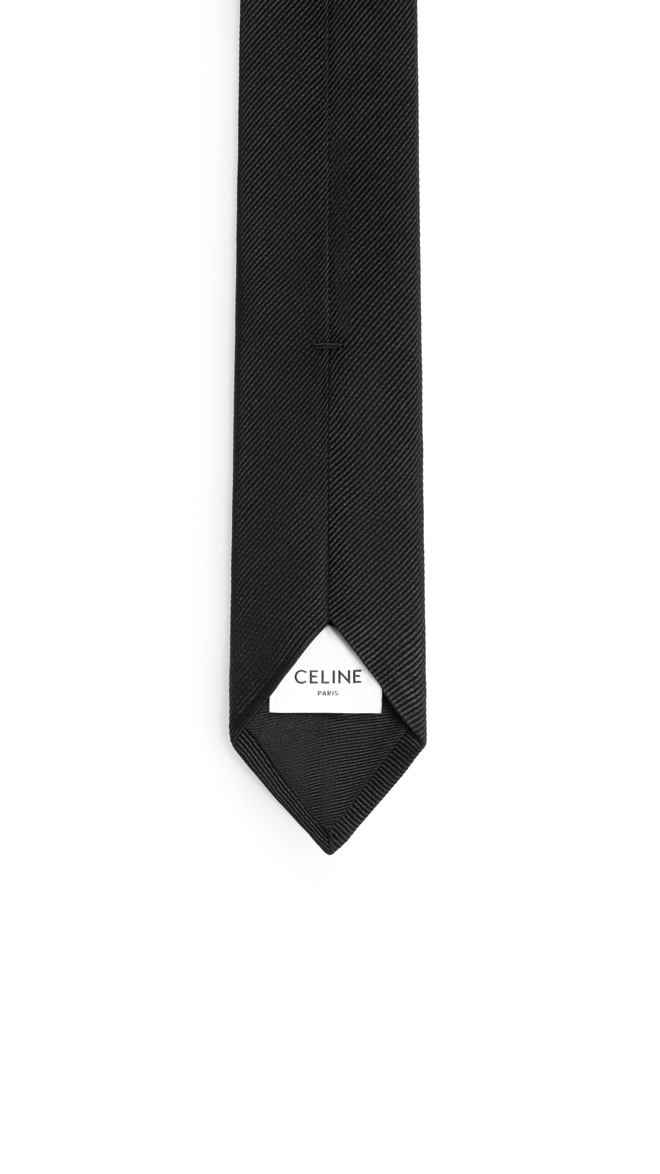 Thin Tie in Diagonal Silk - Black