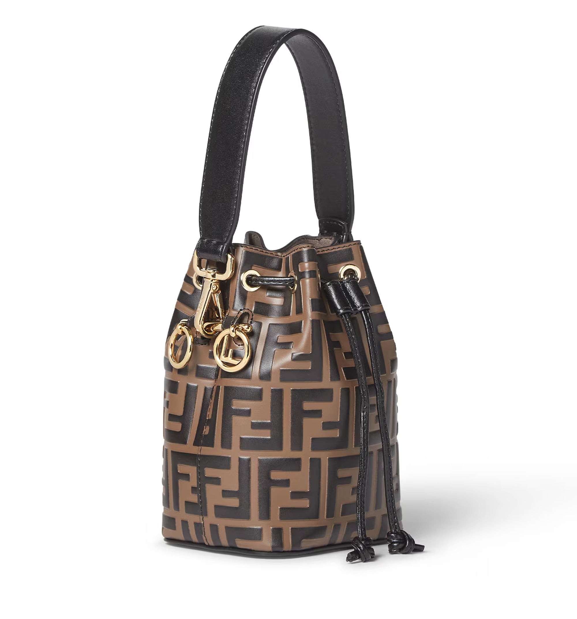Mini Mon Tresor leather bucket bag with all-over FF motif