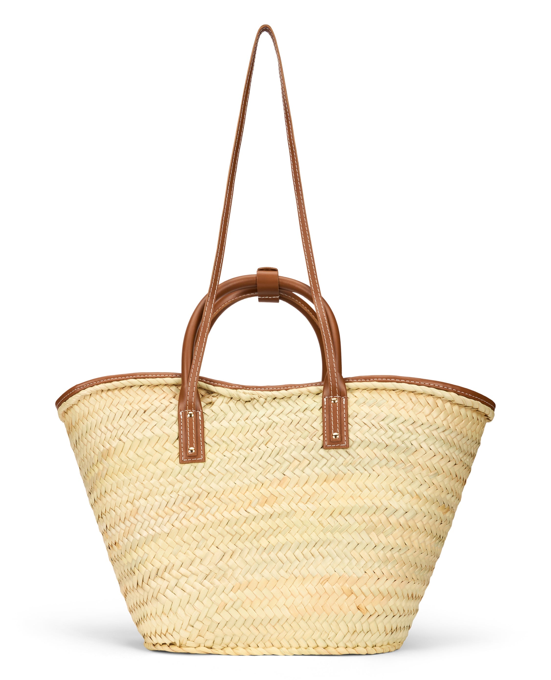 Straw tote bag with leather handles