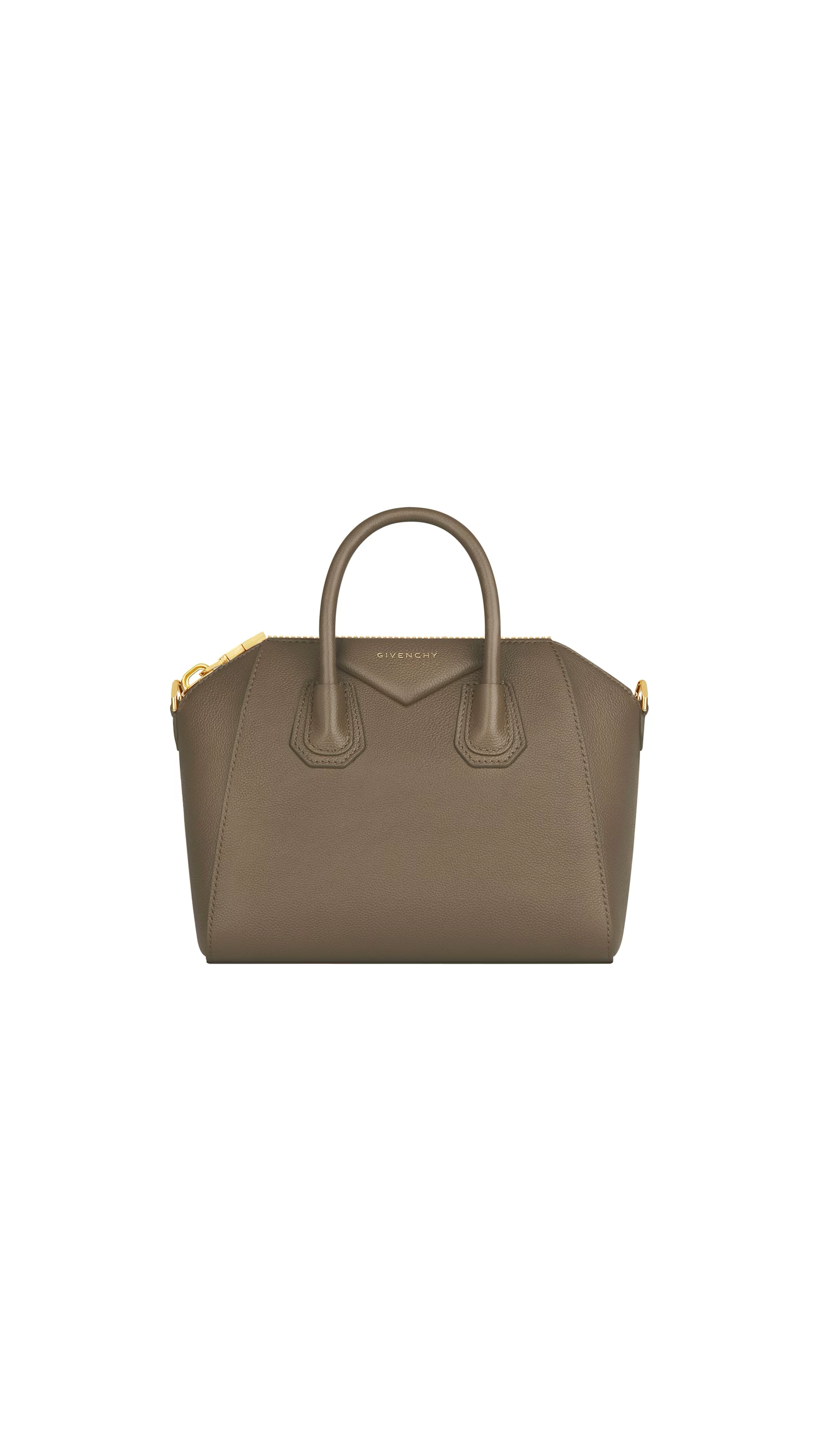 Small Antigona Bag in Grained Leather - Taupe