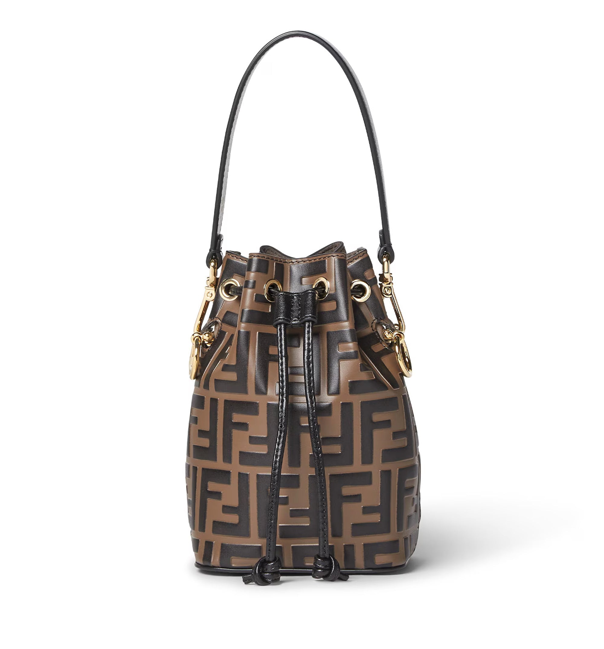 Mini Mon Tresor leather bucket bag with all-over FF motif