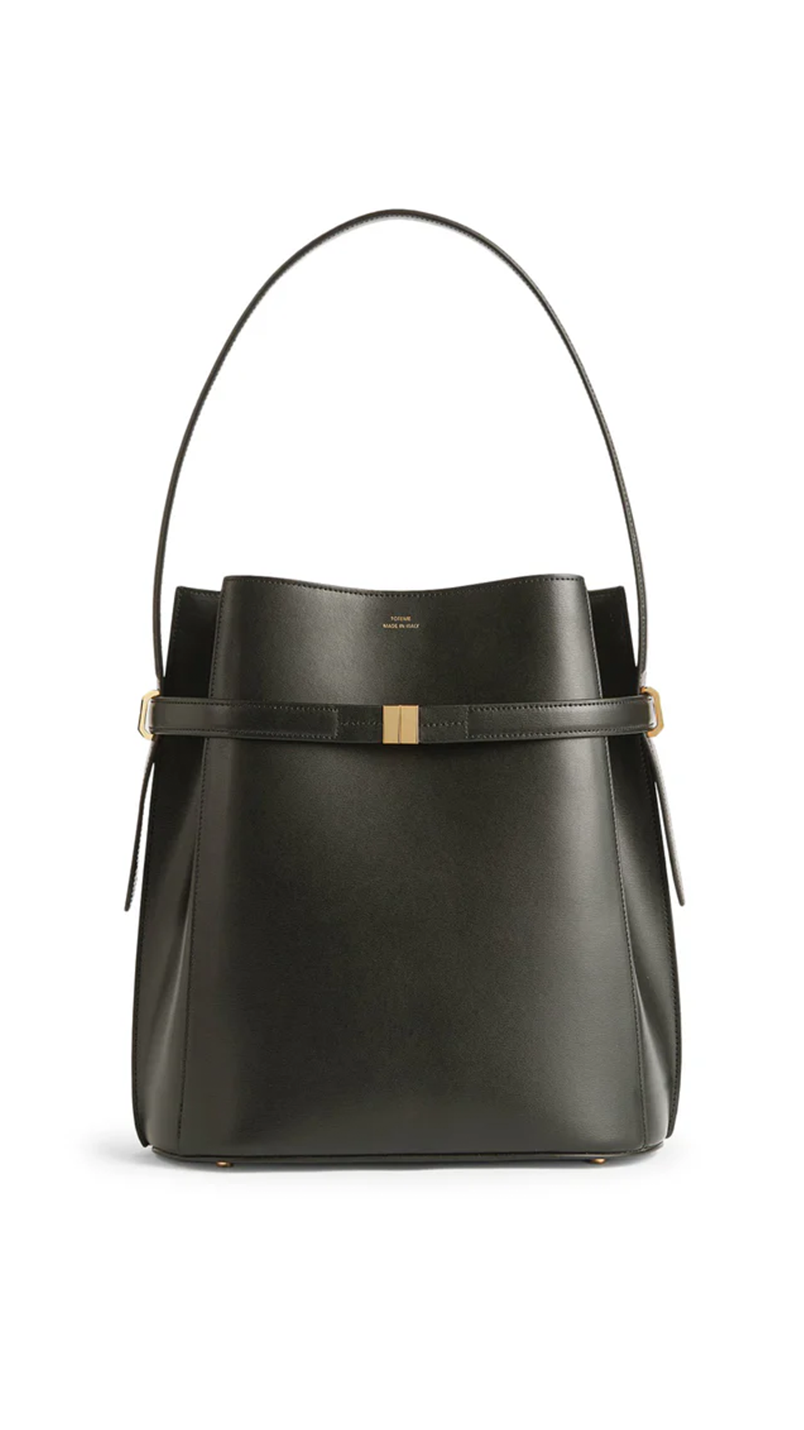 Belted Leather Bucket Bag - Bark