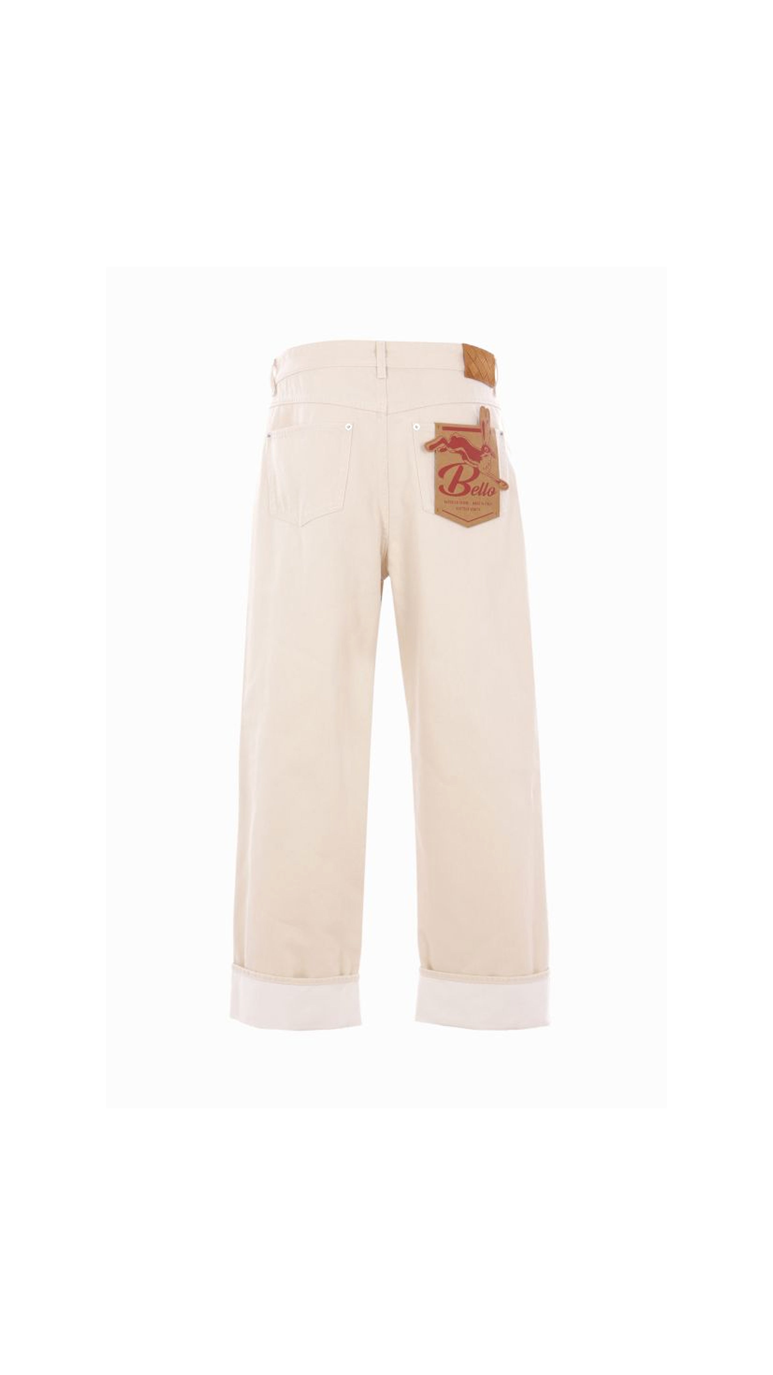 Colored Turned Up Jeans - Pale meringue