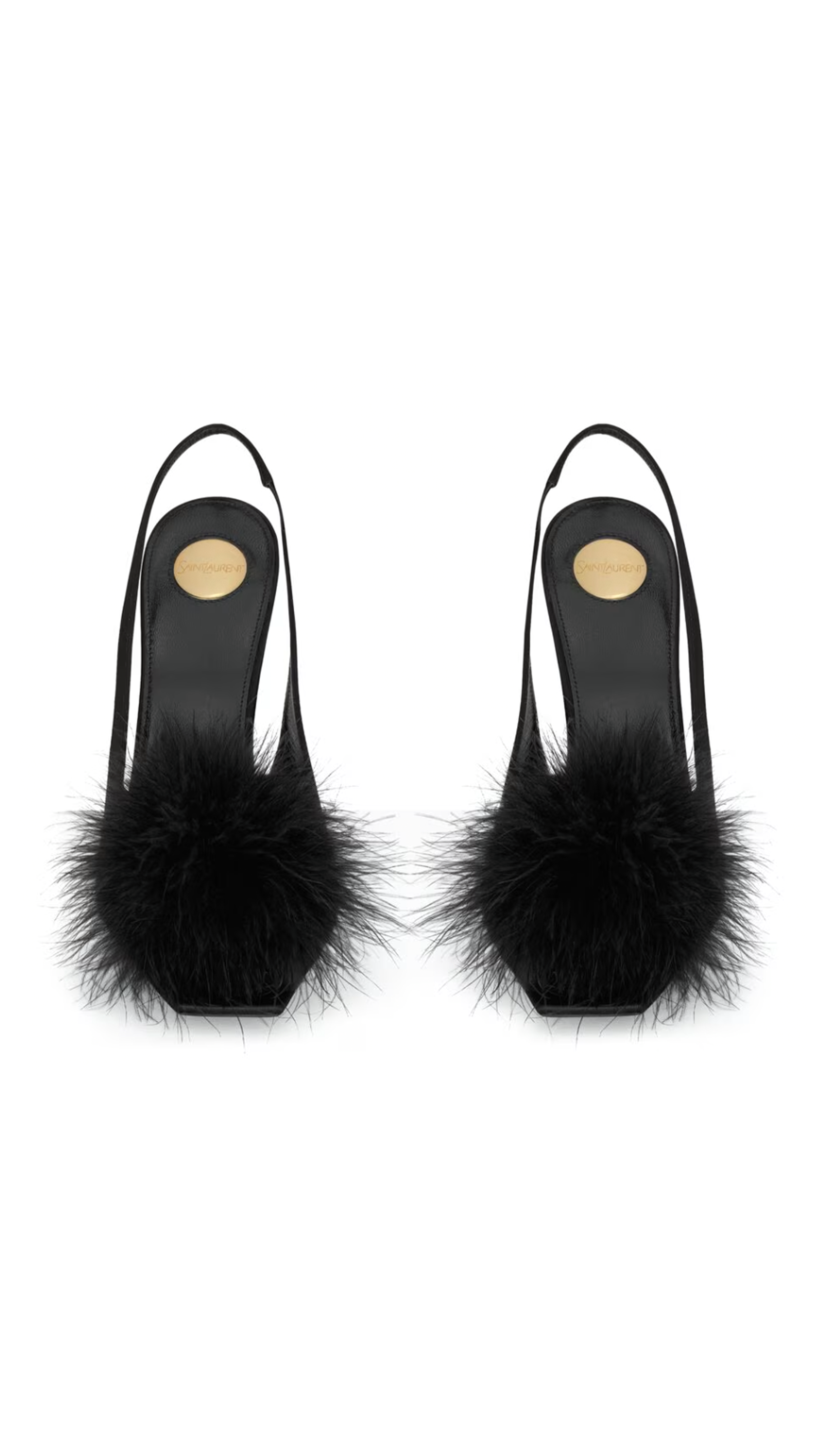 Paradis Sandal in Satin and Feathers - Black