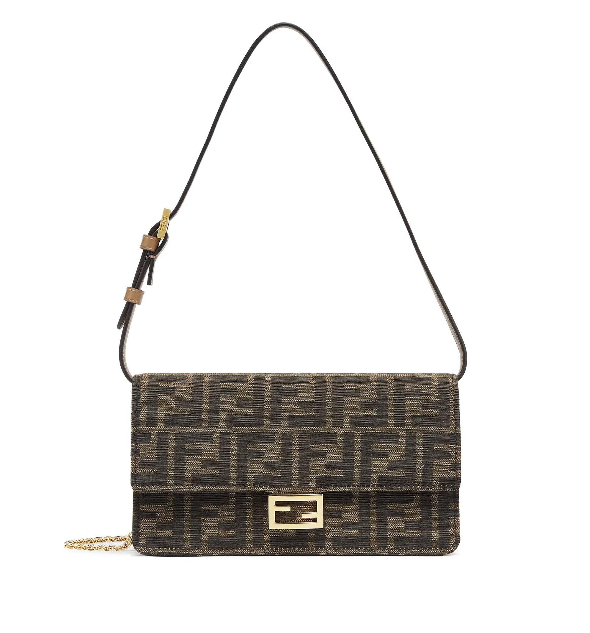 Baguette Wallet on Chain shoulder bag in FF jacquard fabric