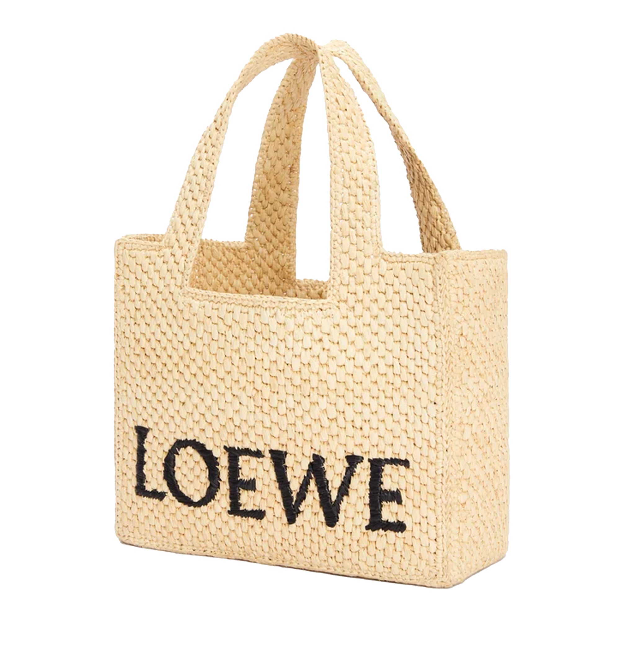 Small Loewe Font Tote In Raffia