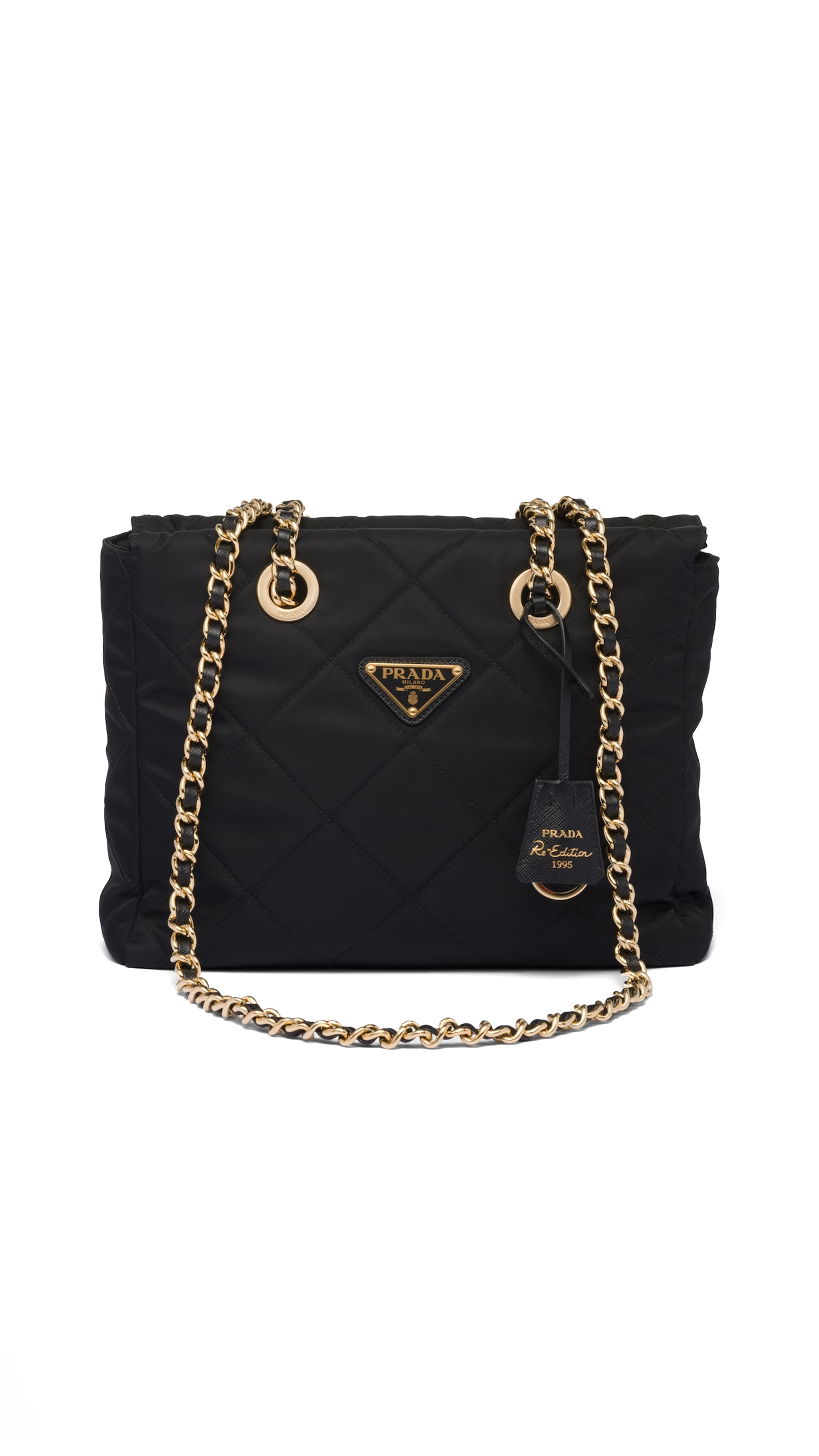 Re-nylon Quilted Tote Bag - Black