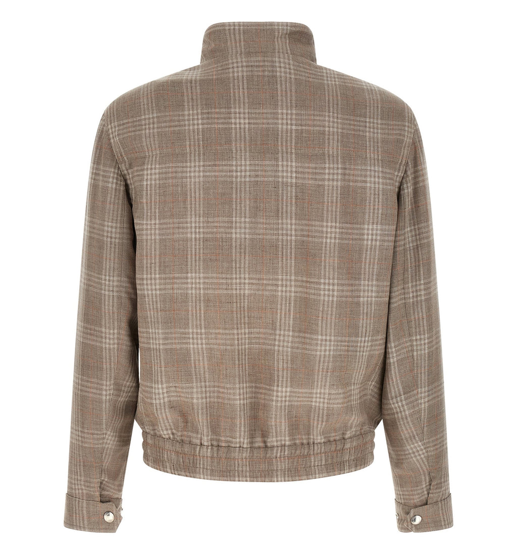 Tartan Outerwear Jacket With Stand Collar