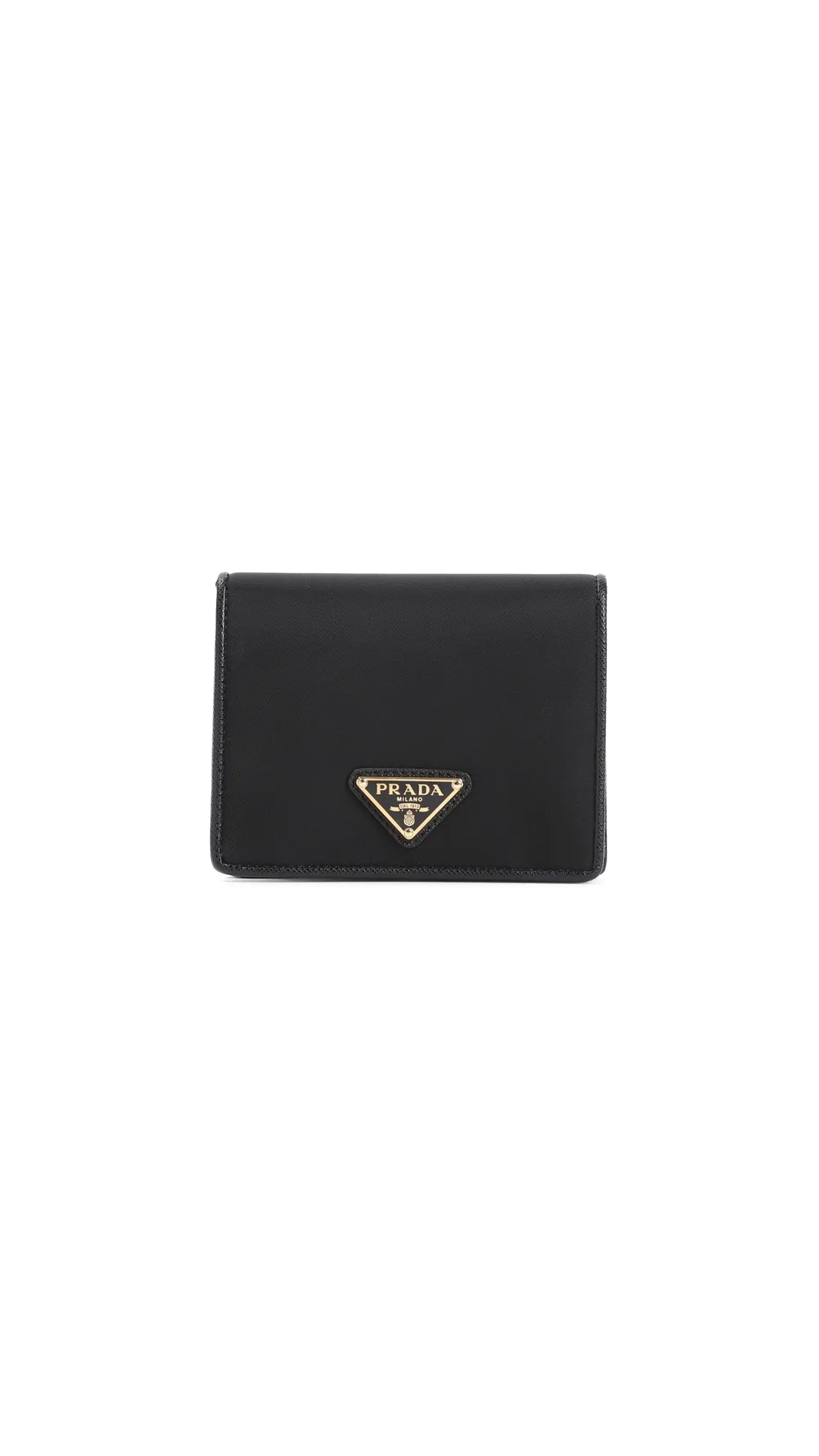 Small Brushed Leather and Saffiano Leather Wallet - Black