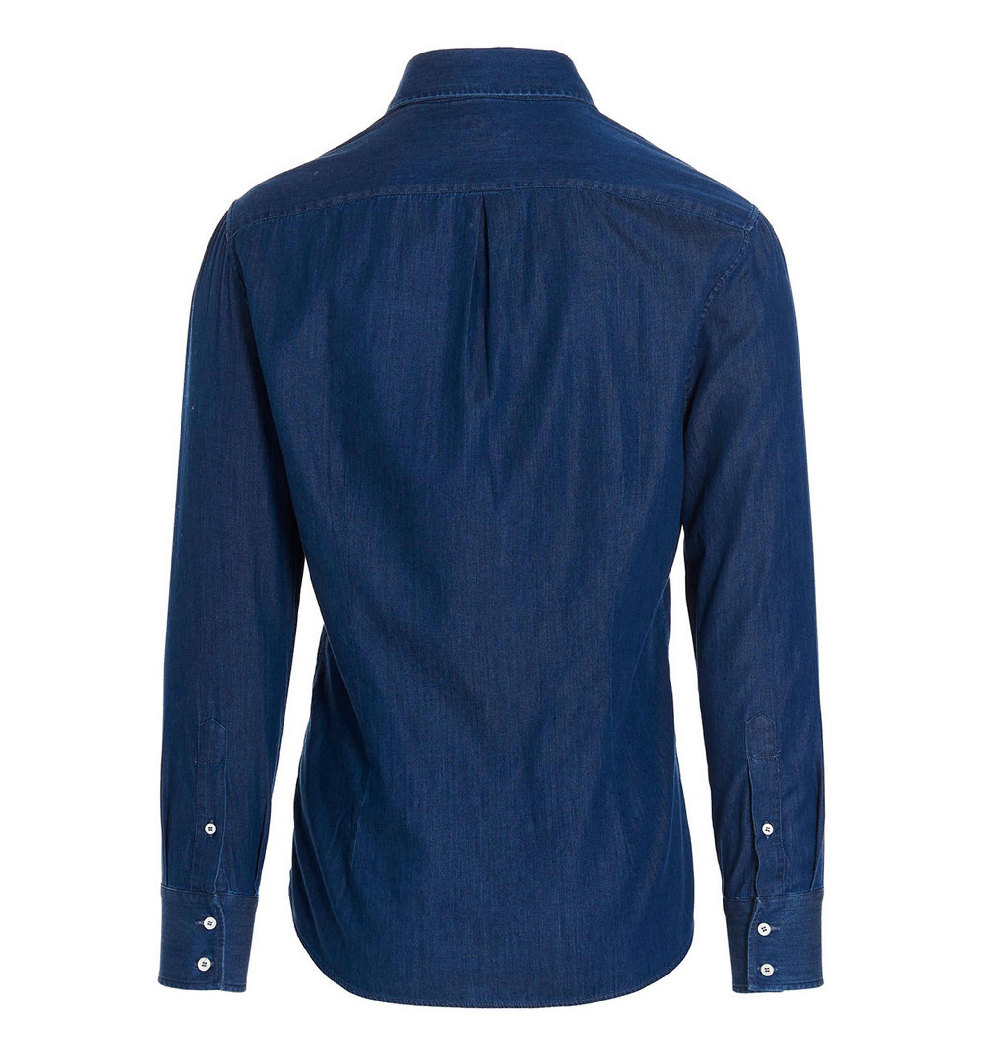 Lightweight Denim Slim Fit Shirt With Spread Collar