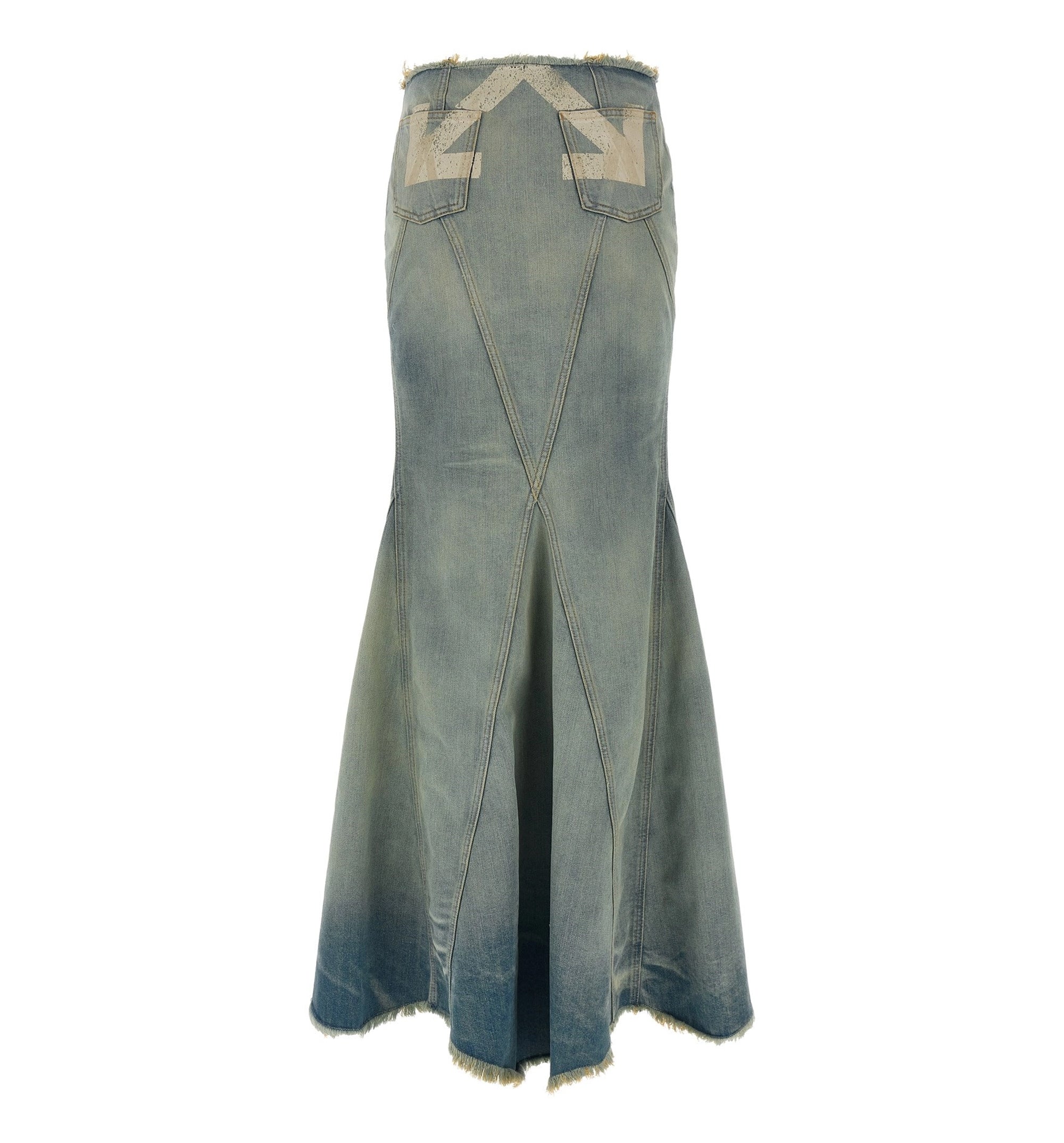 Jane Fringed Denim Midi Skirt