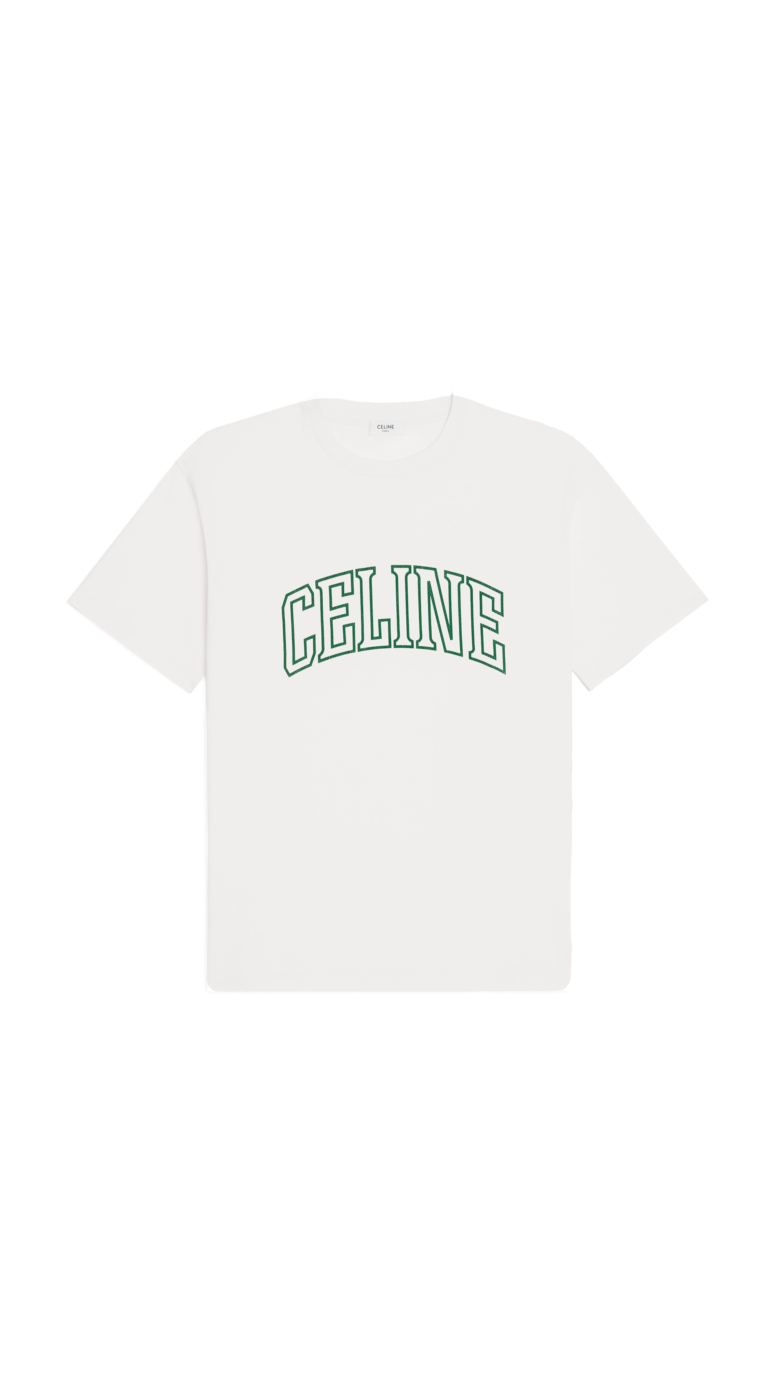 Loose Fit Cotton T-shirt - Off White/College Green