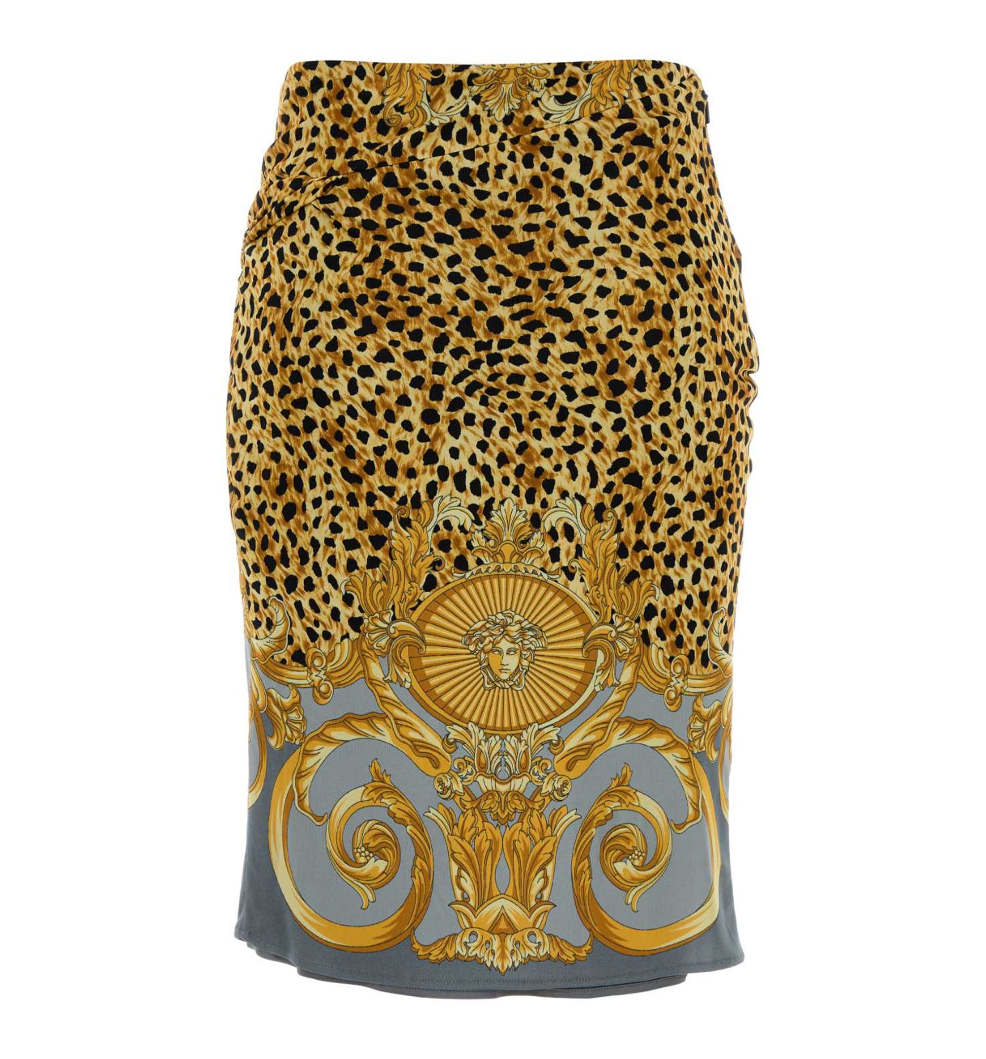Cheetah Foulard Draped Midi Skirt