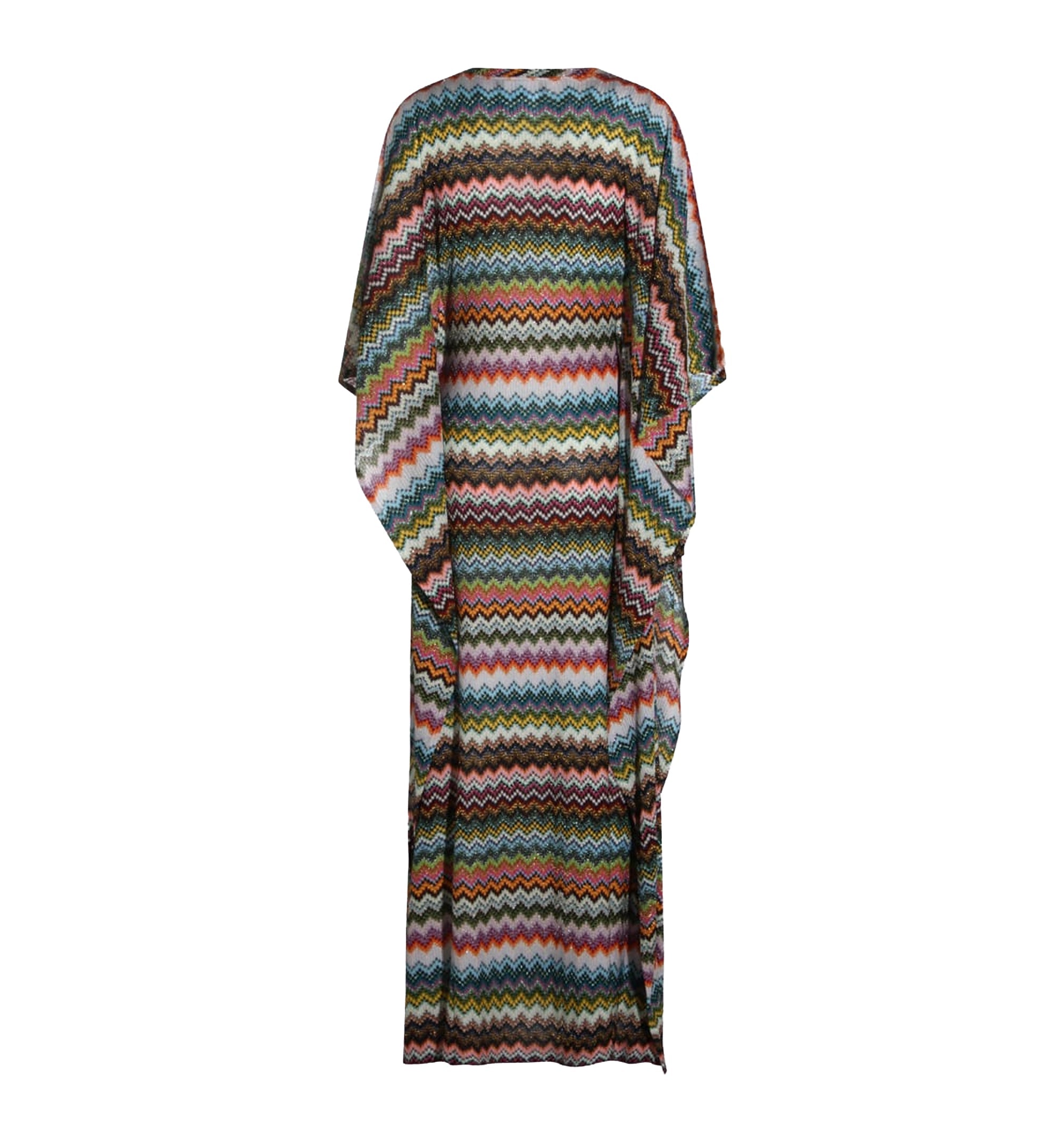 Long Caftan Cover-Up With Micro Pixel-Effect Zigzag Pattern