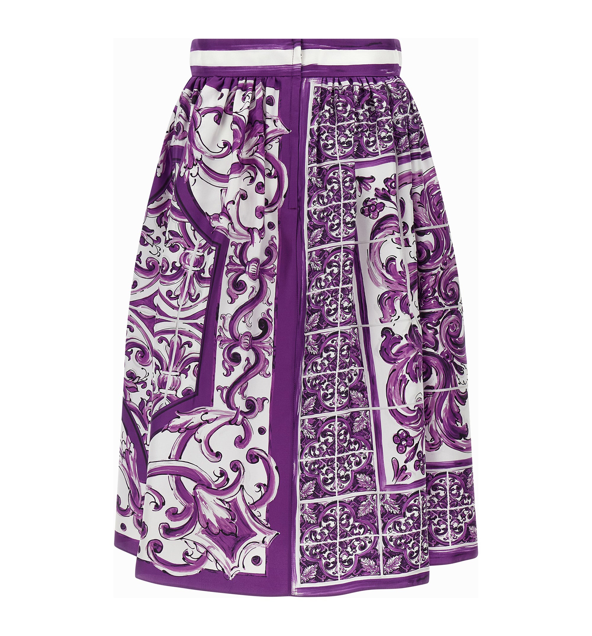Silk Midi Skirt With Majolica Print